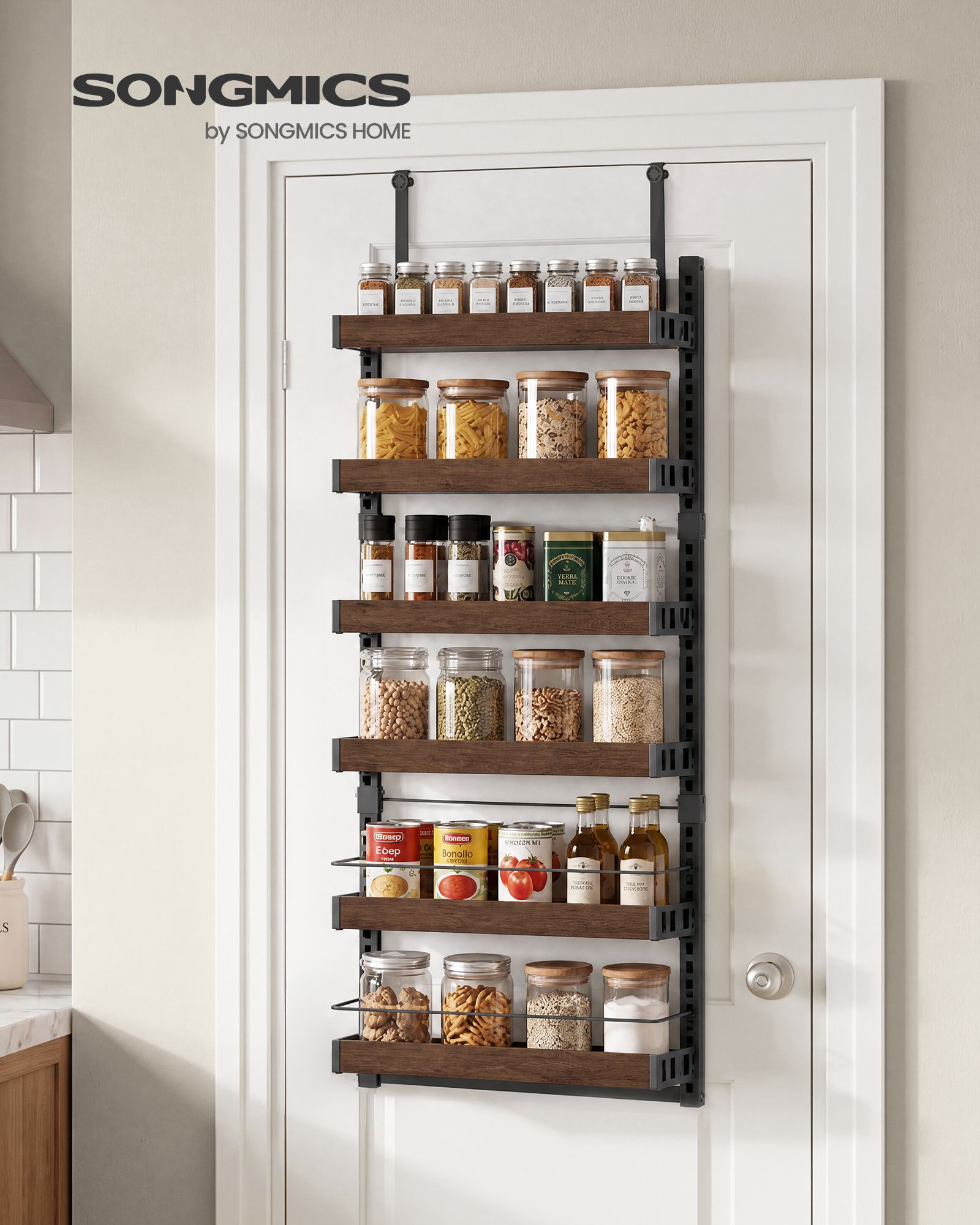 6-Tier Over the Door Pantry Organizer - Matte White