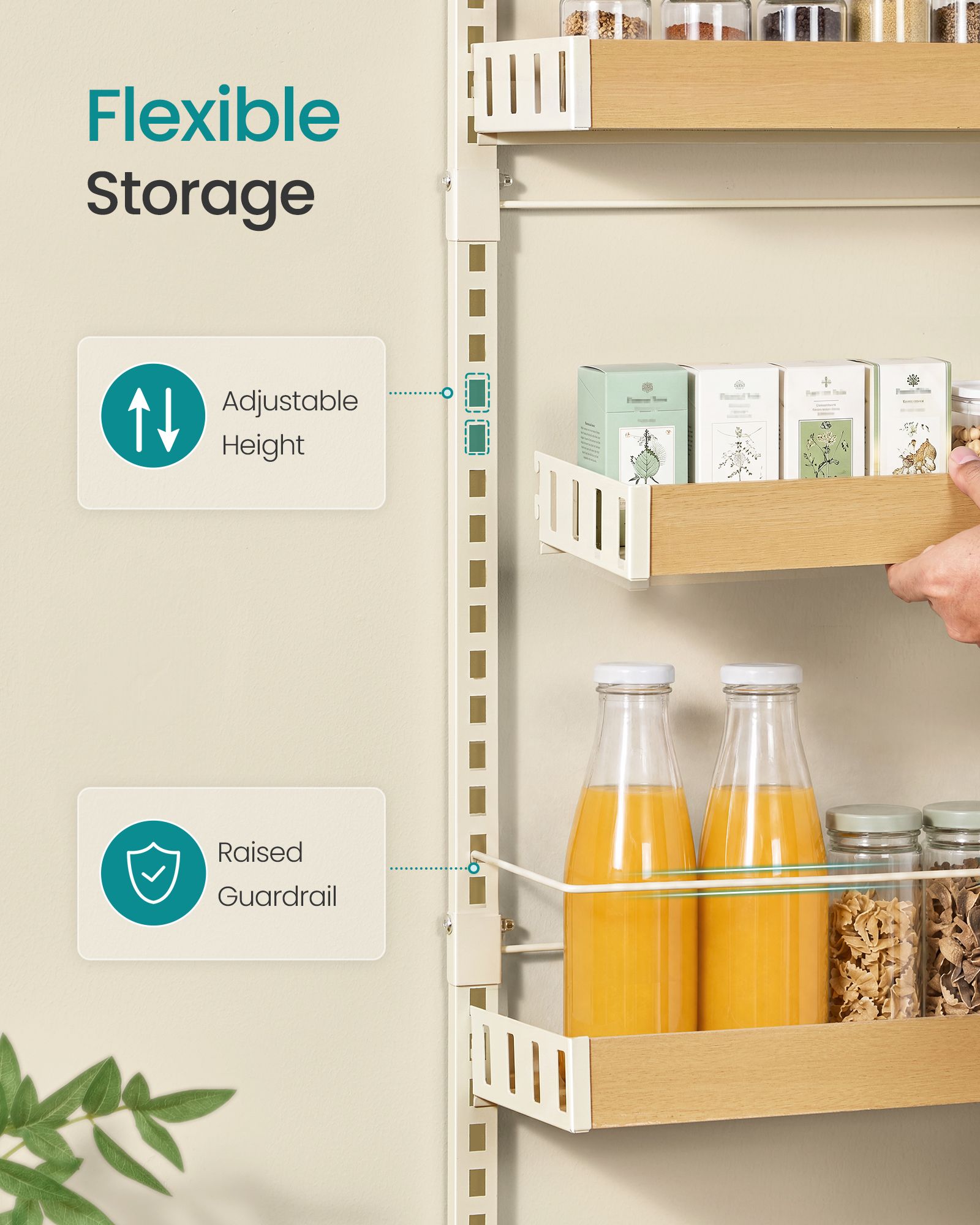 6-Tier Over the Door Pantry Organizer - Ink Black and Natural Walnut