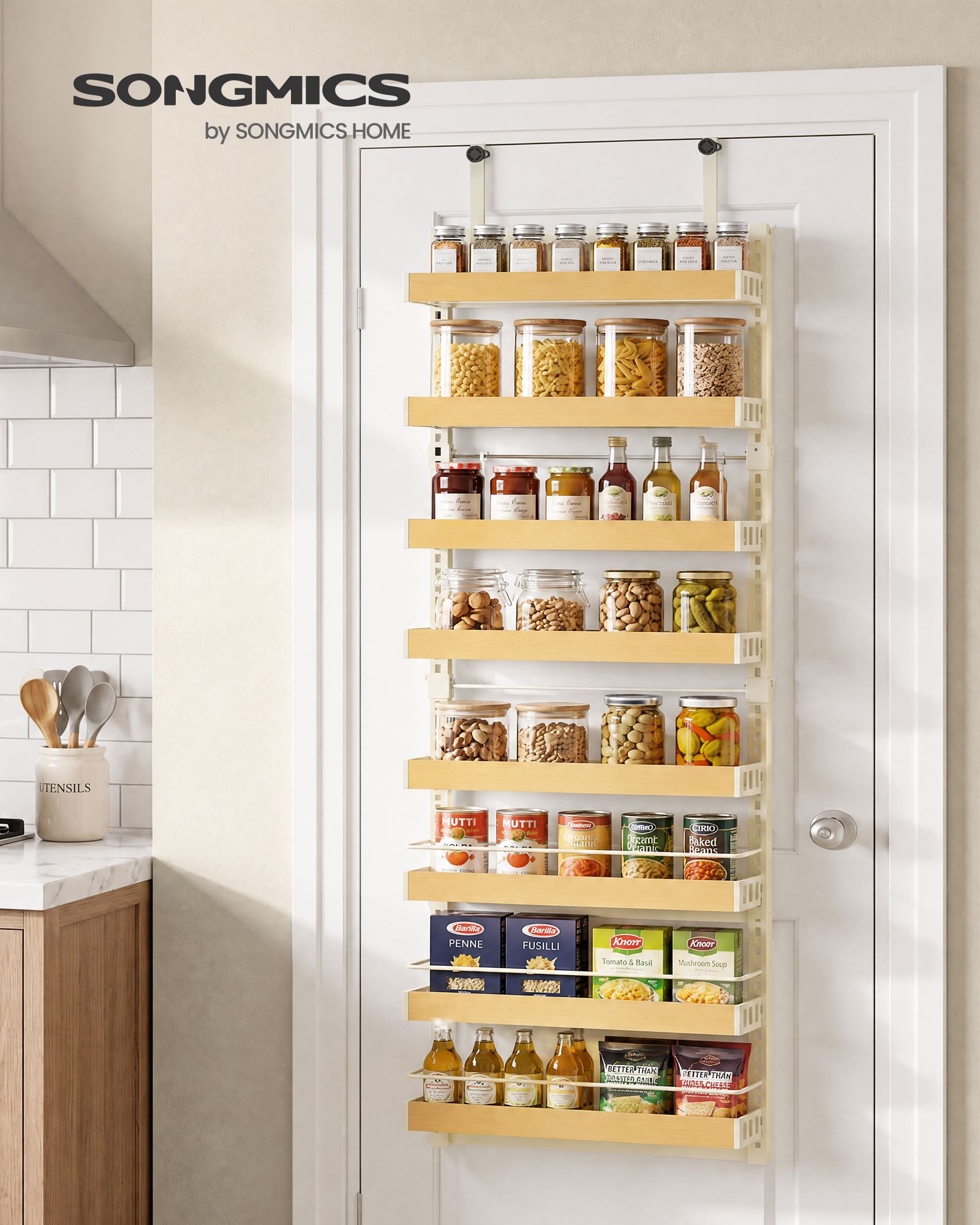 8-Tier Over the Door Pantry Organizer - Matte White