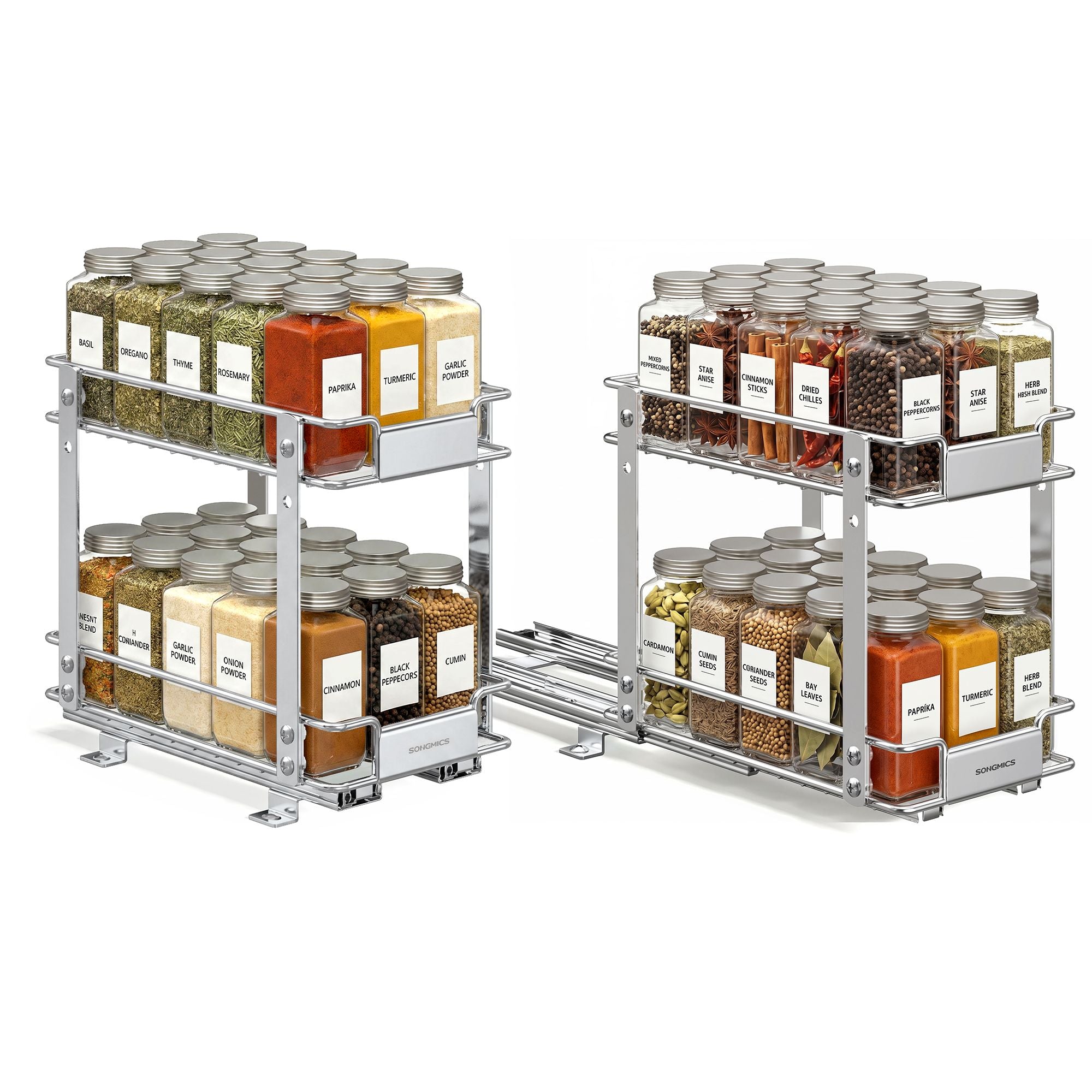 2 Tier Pull Out Spice Rack for Inside Cabinets