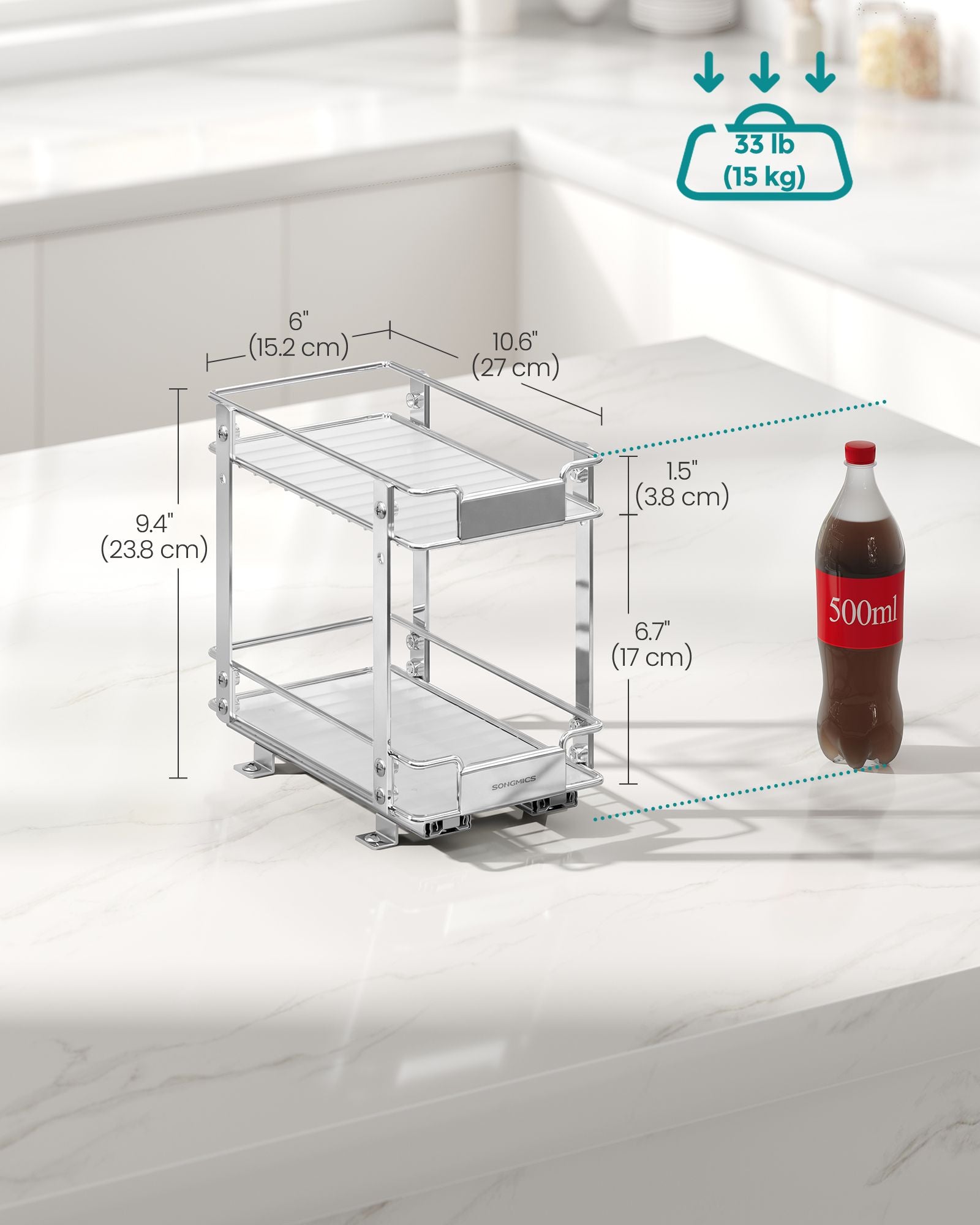 2 Tier Pull Out Spice Rack for Inside Cabinets