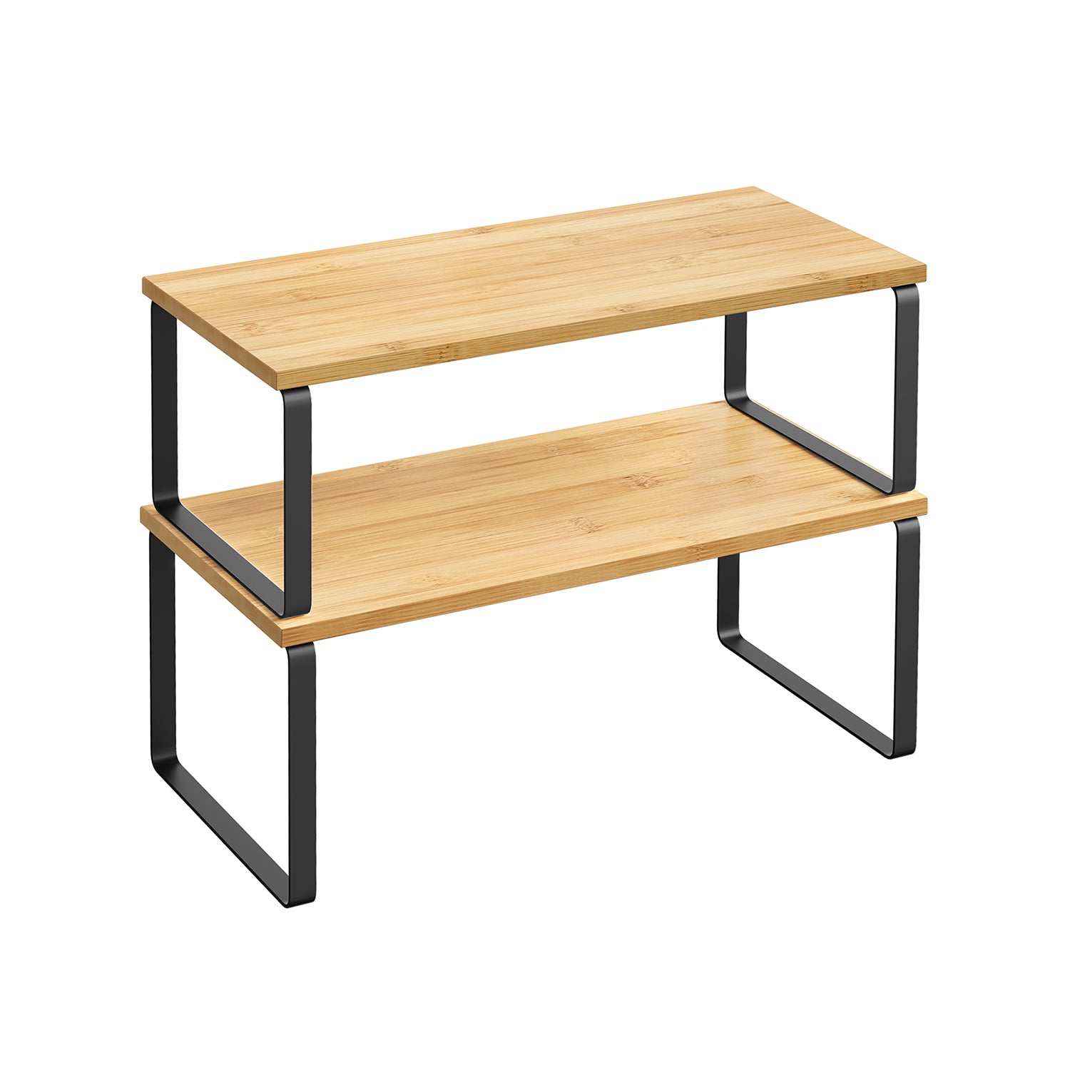 Set of 2 Kitchen Counter Shelves - Ink Black, Natural Beige