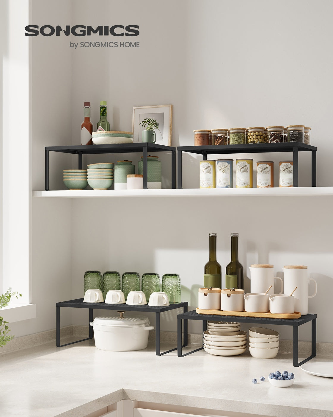Stackable and Expandable Spice Racks - Set of 2