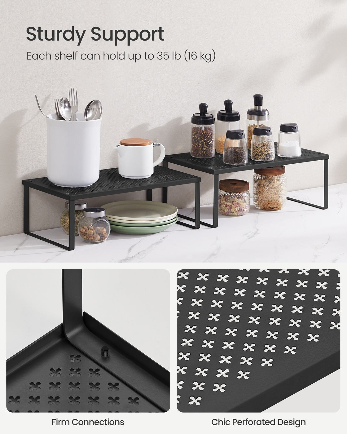 Stackable and Expandable Spice Racks - Set of 2