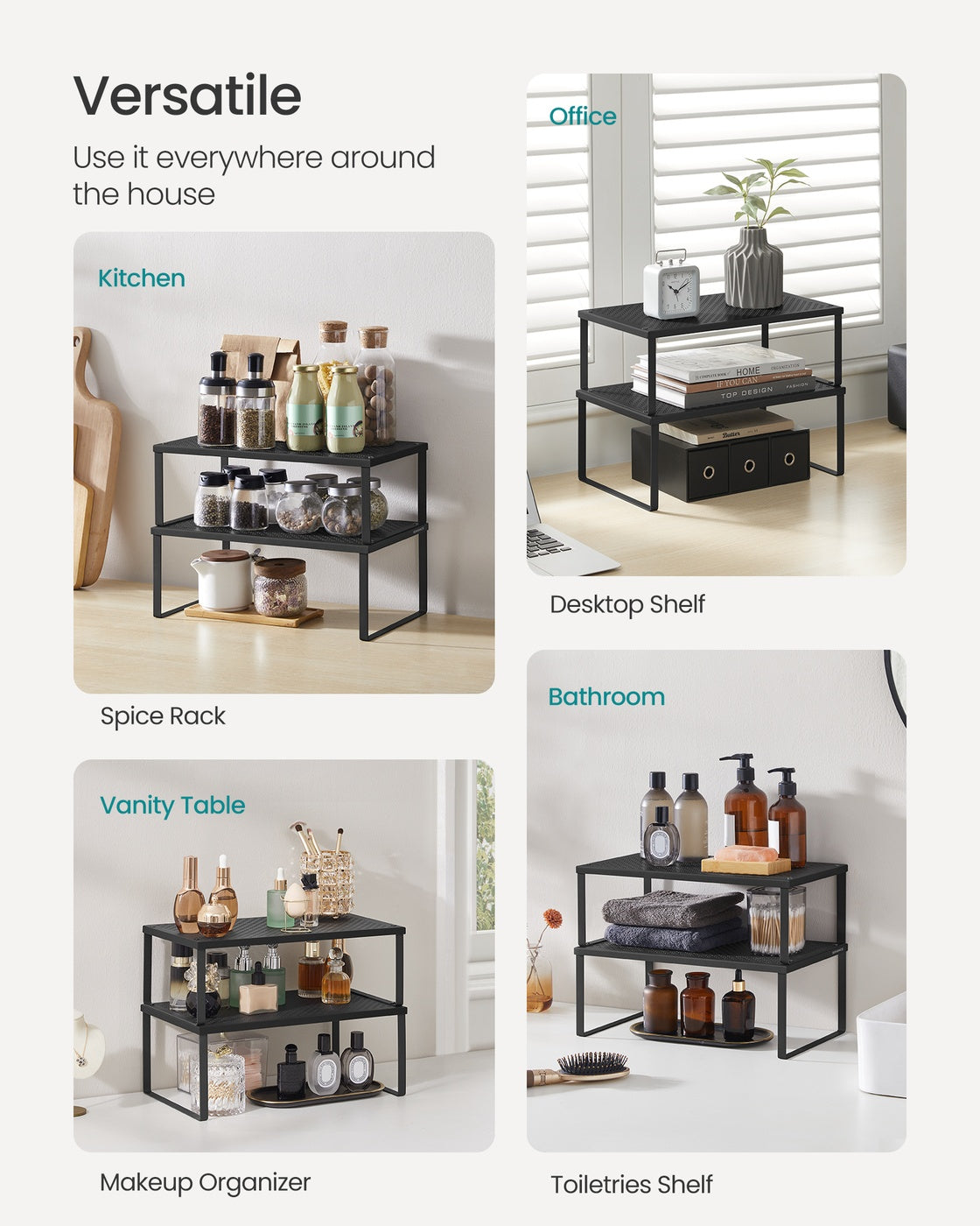 Stackable and Expandable Spice Racks - Set of 2