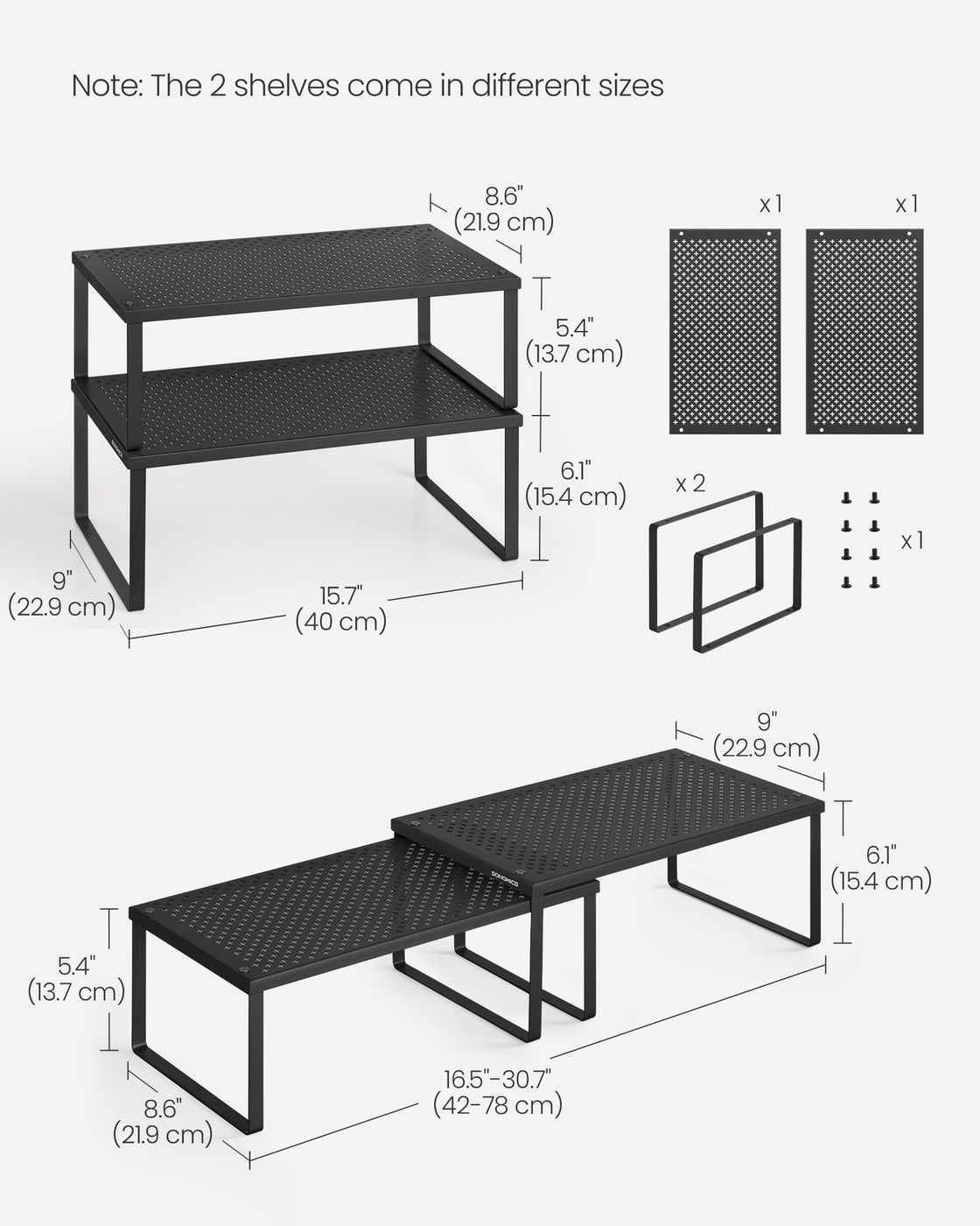 Stackable and Expandable Spice Racks - Set of 2