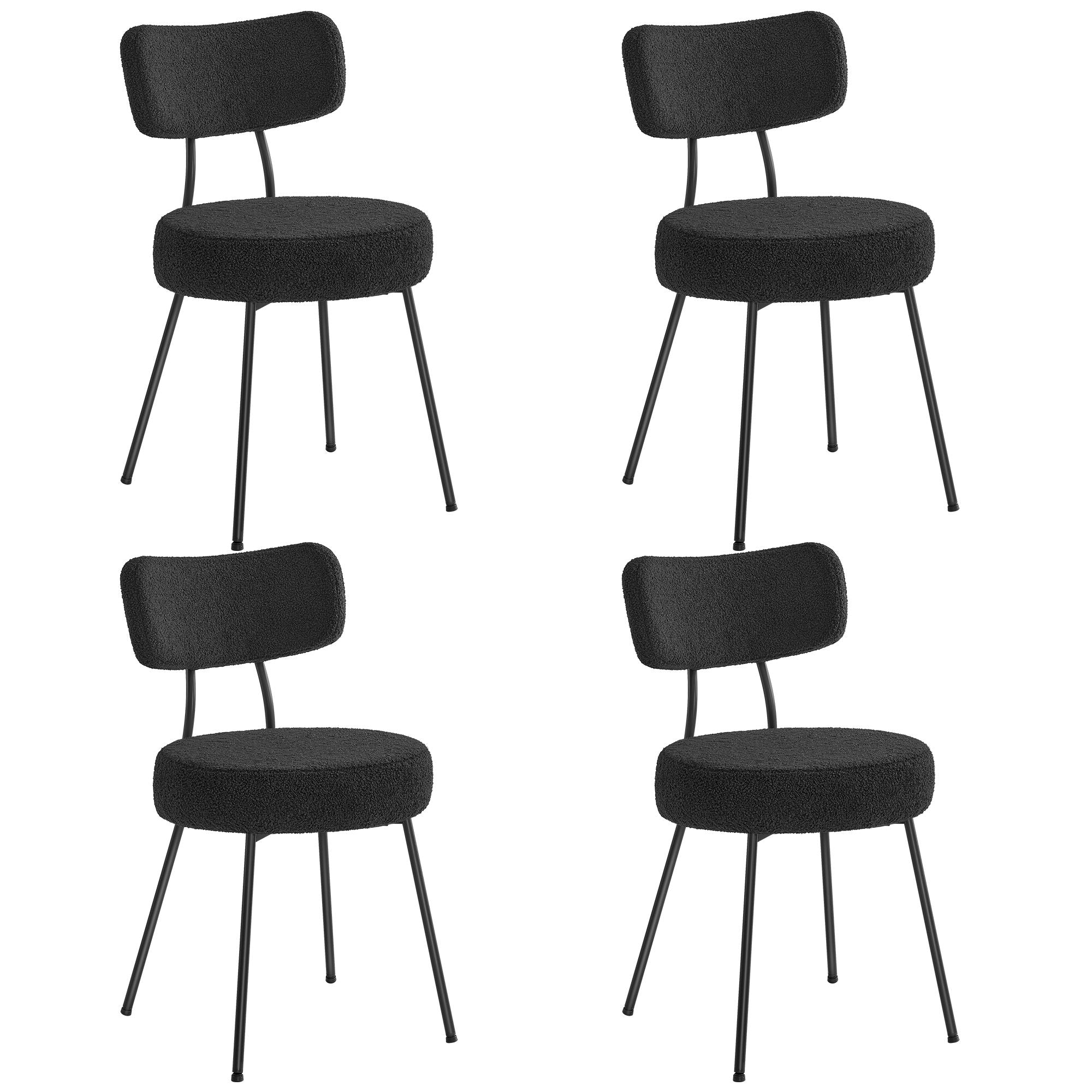 Dining Chairs Set of 4 - Modern Upholstered Dining Room Chairs - Ink Black