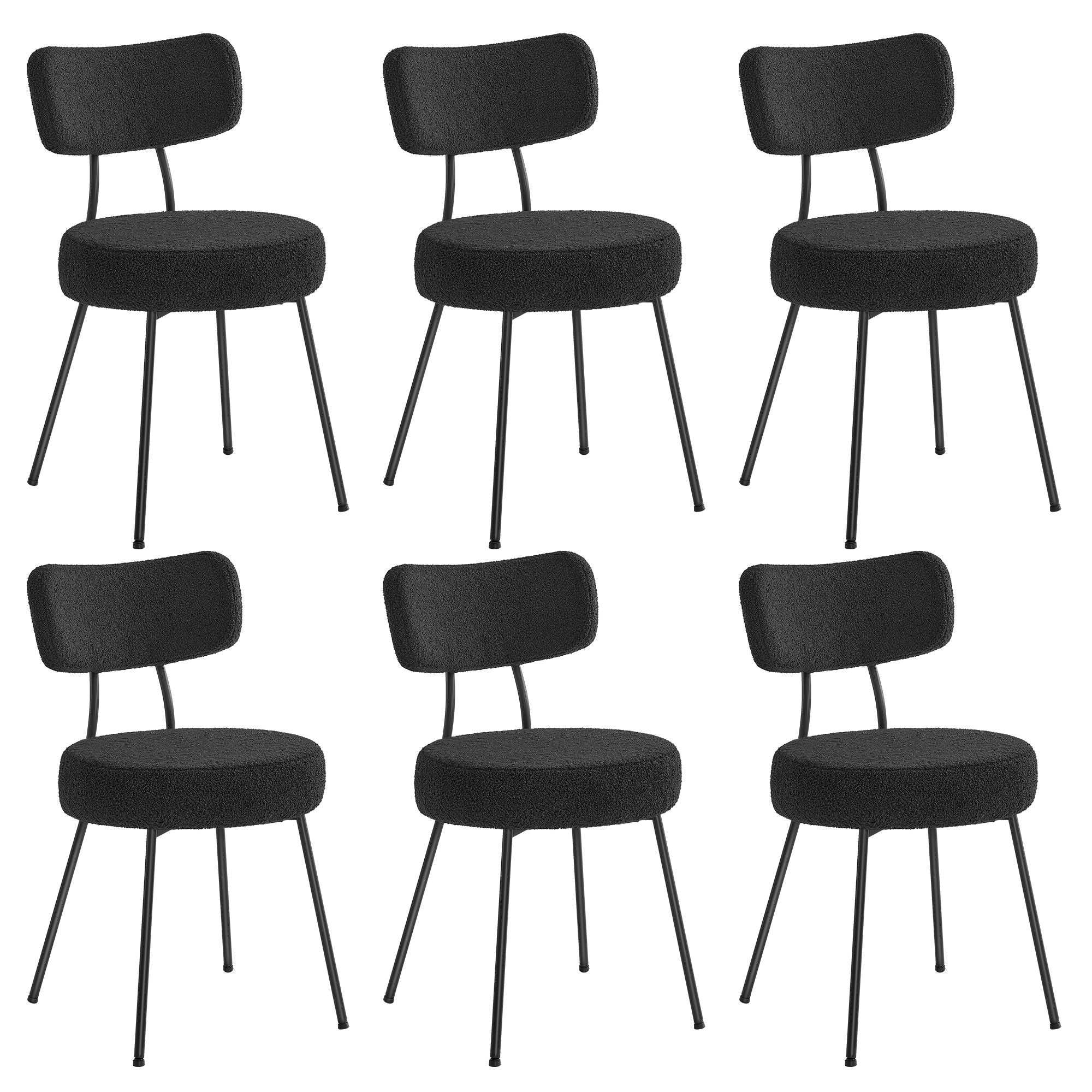 Dining Chairs Set of 6 - Modern Upholstered Dining Room Chairs - Ink Black