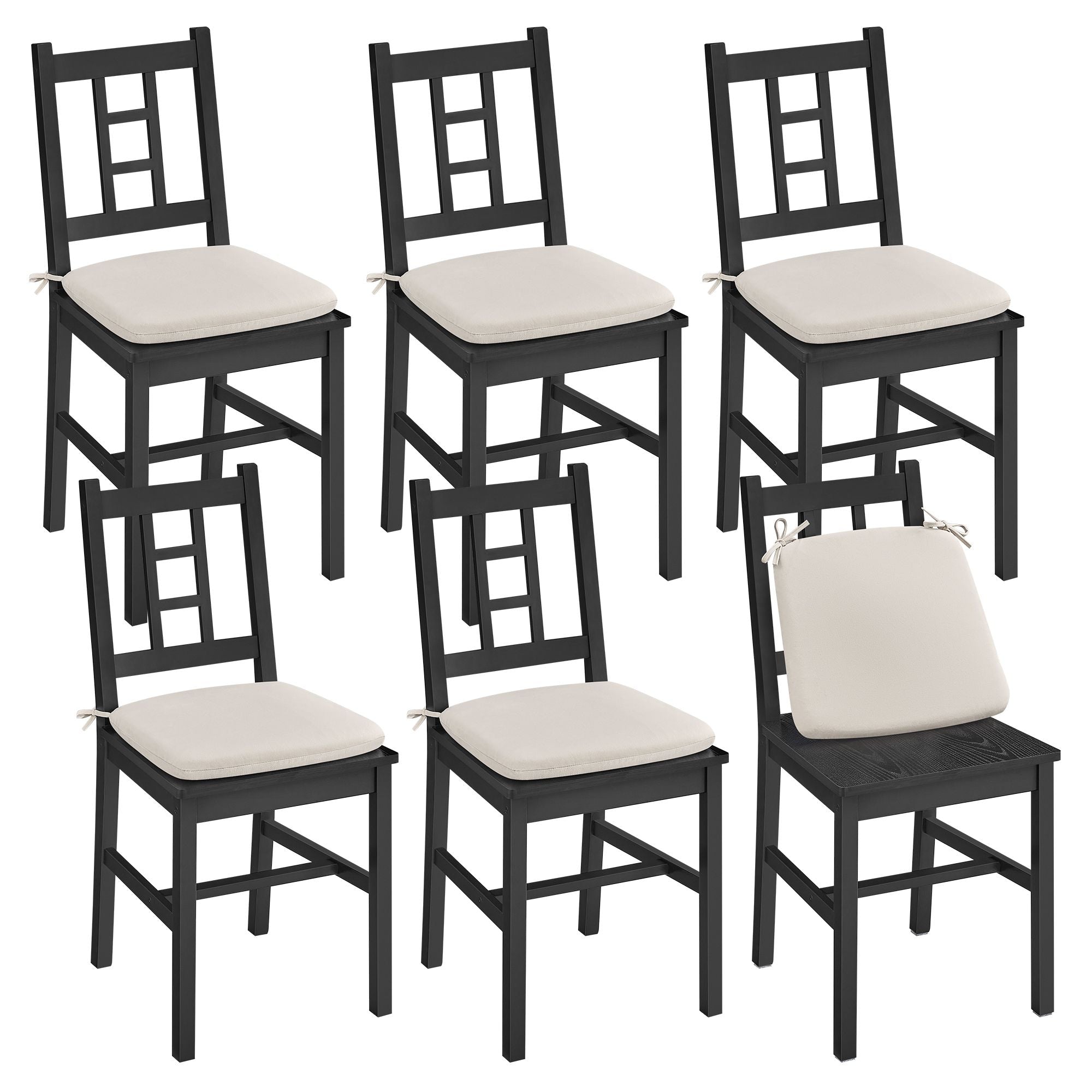 Dining Chairs - Set of 6 - Kitchen and Dining Room Chairs - Dinner Chairs - Black