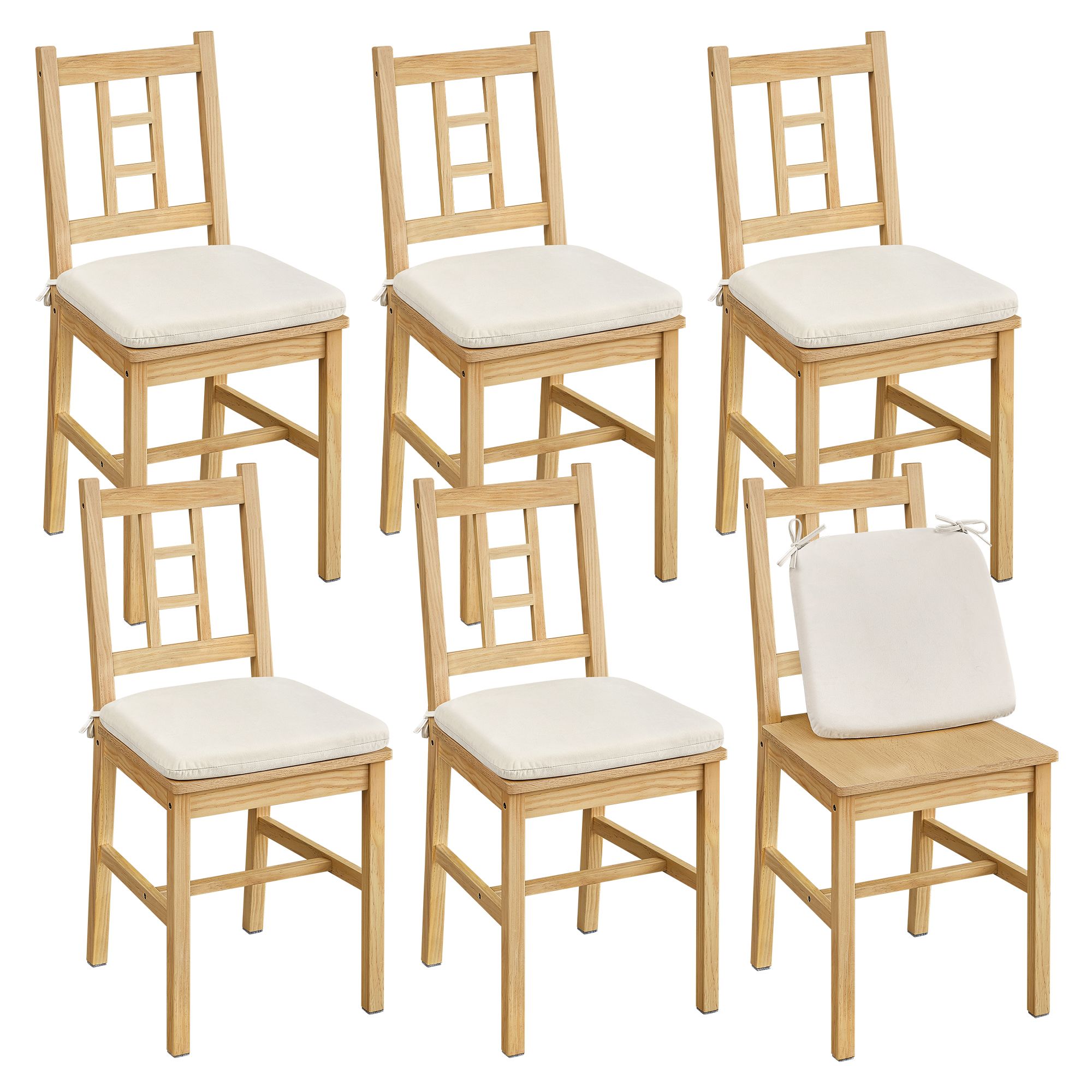 Dining Chairs - Set of 6 - Kitchen and Dining Room Chairs - Dinner Chairs - Natural
