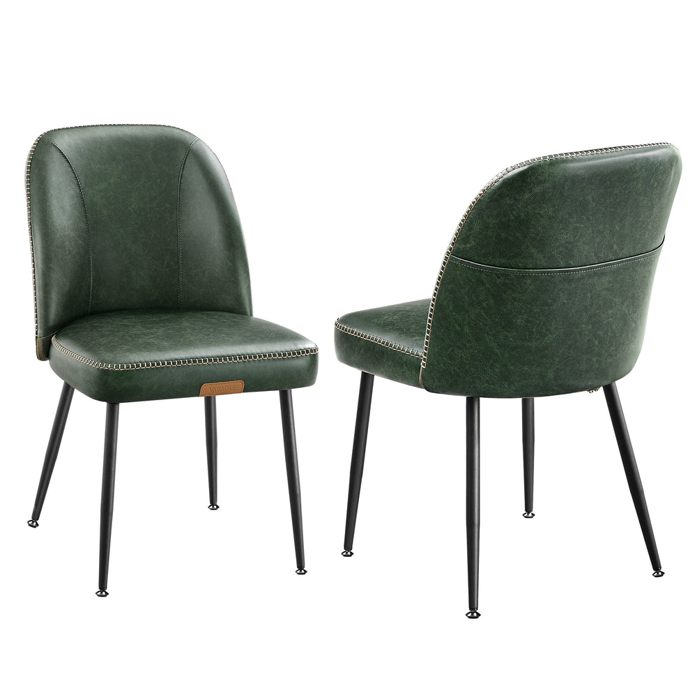 Synthetic Leather Dining Chair with Storage Pocket - Forest Green