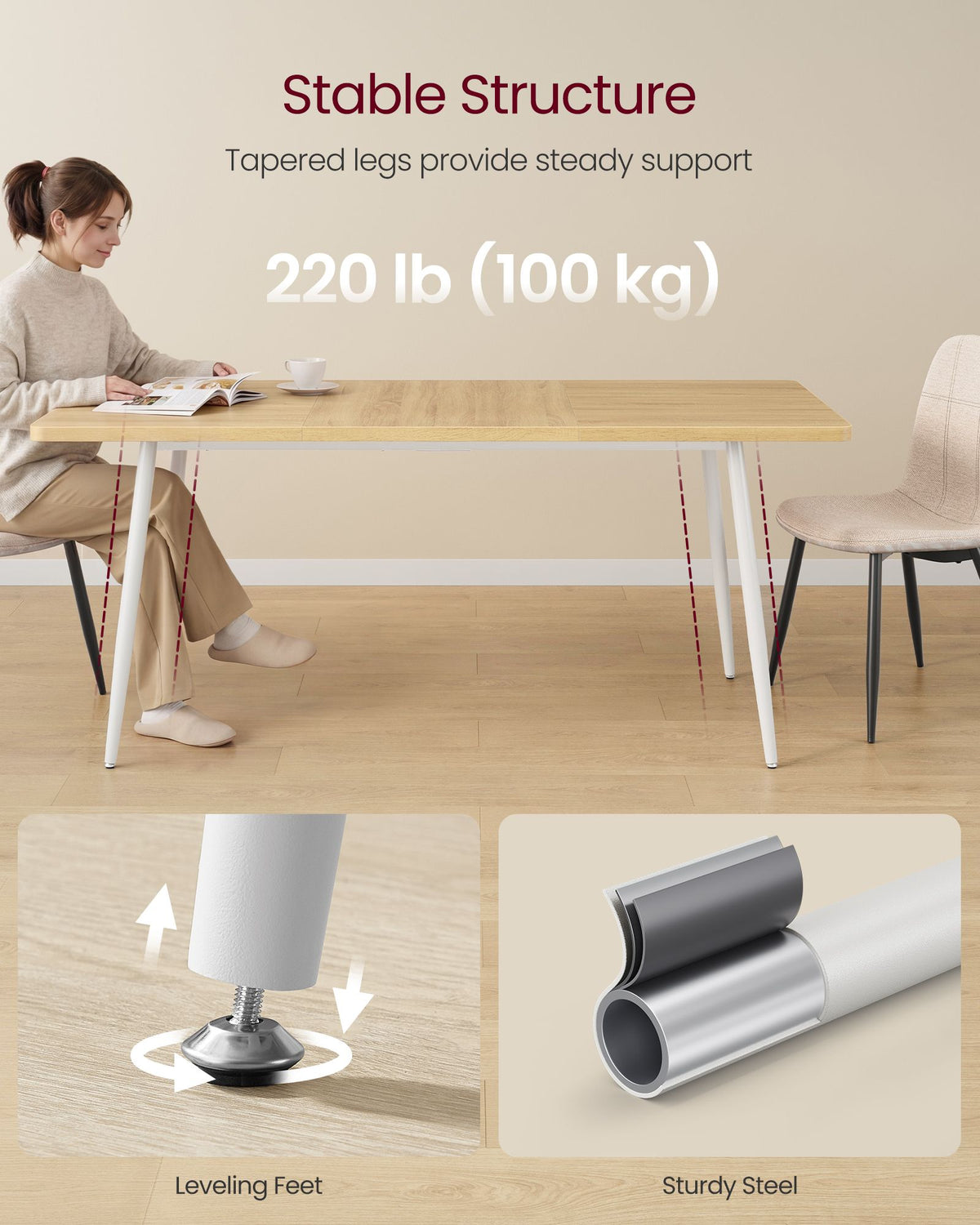 Dining Table - 70.9 inch - Steel Frame - Seats 6-8