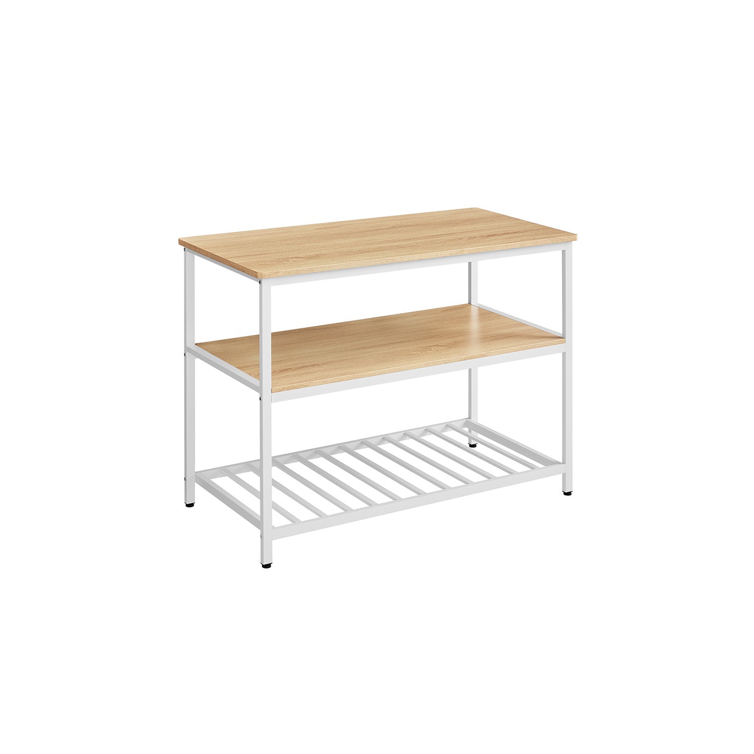 47.2 Inches Kitchen Shelf with Large Worktop - Oak Color, White