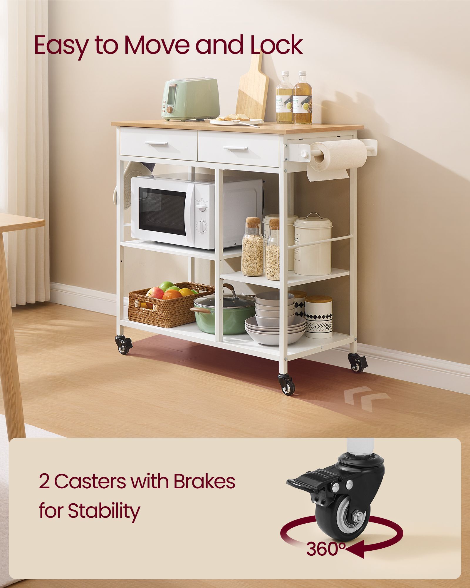 Kitchen Rolling Island - Mobile Kitchen Cart with Storage on Wheels