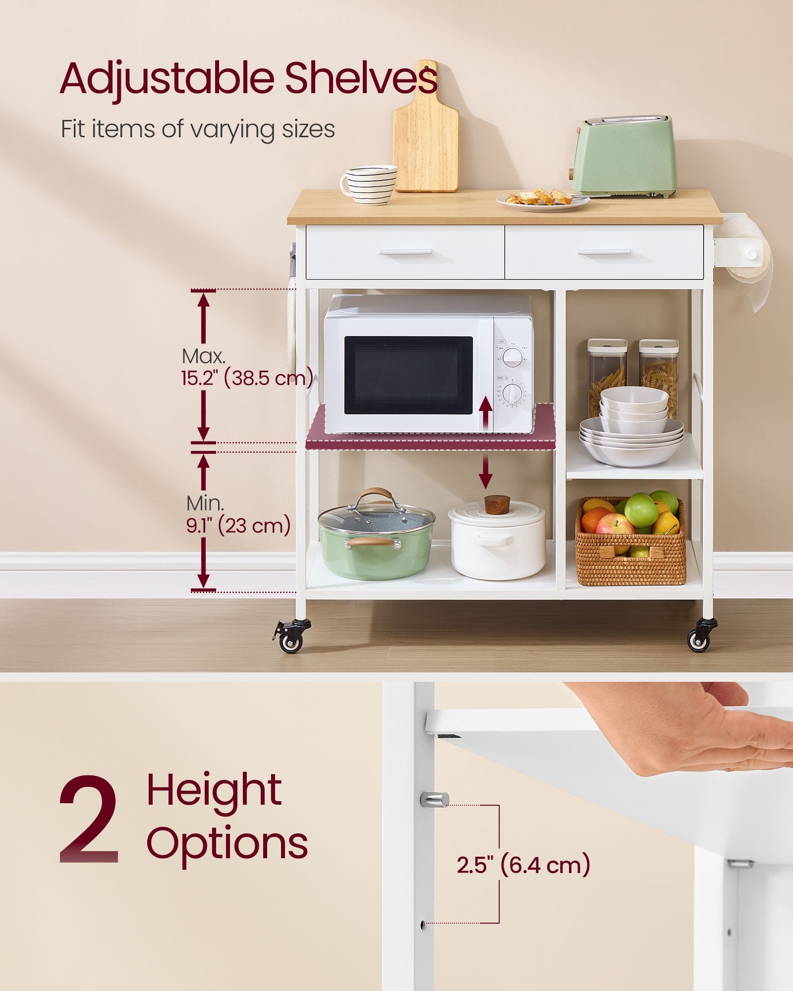 Kitchen Rolling Island - Mobile Kitchen Cart with Storage on Wheels