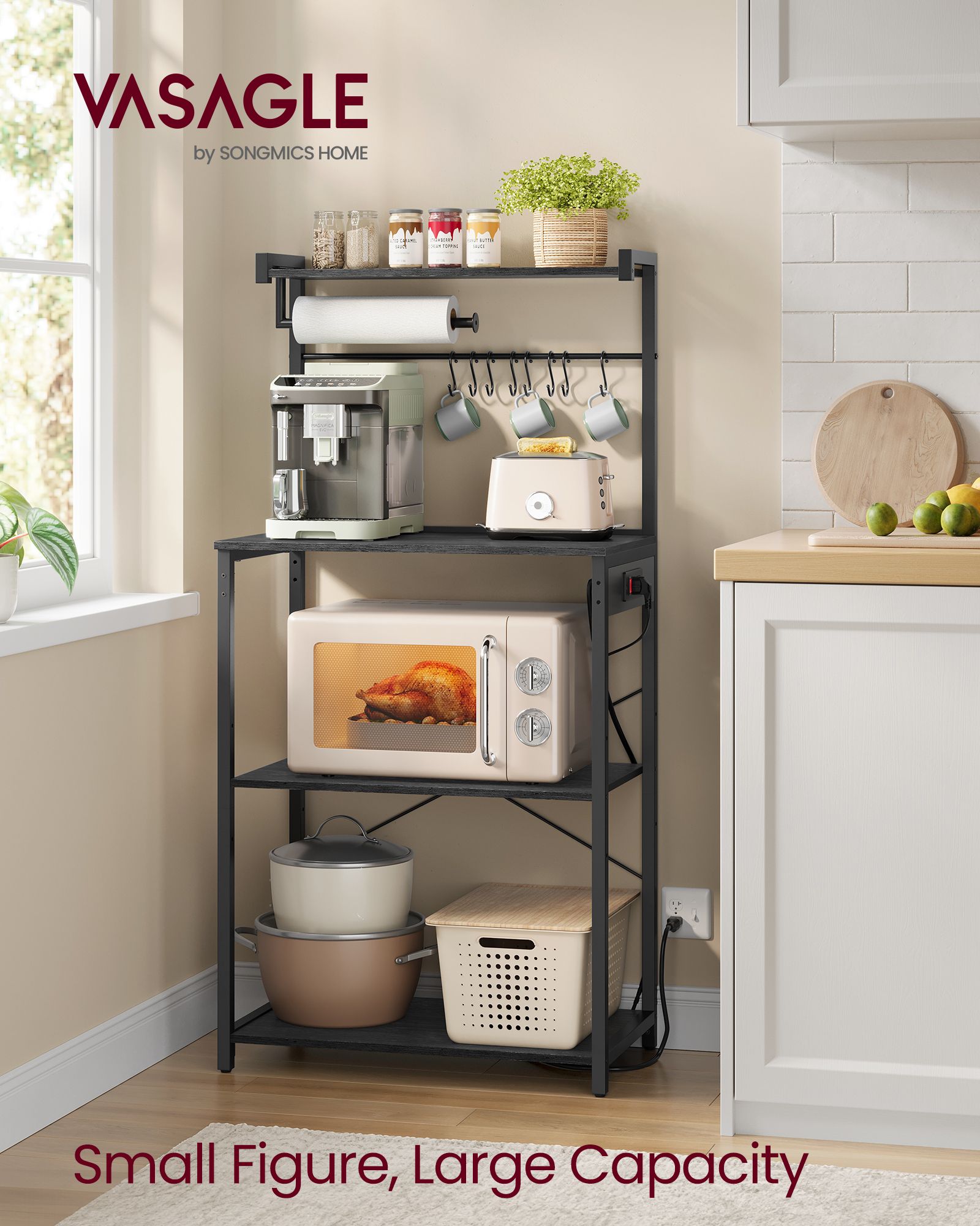 BARNET Collection - Kitchen Bakers Rack with Power Outlet
