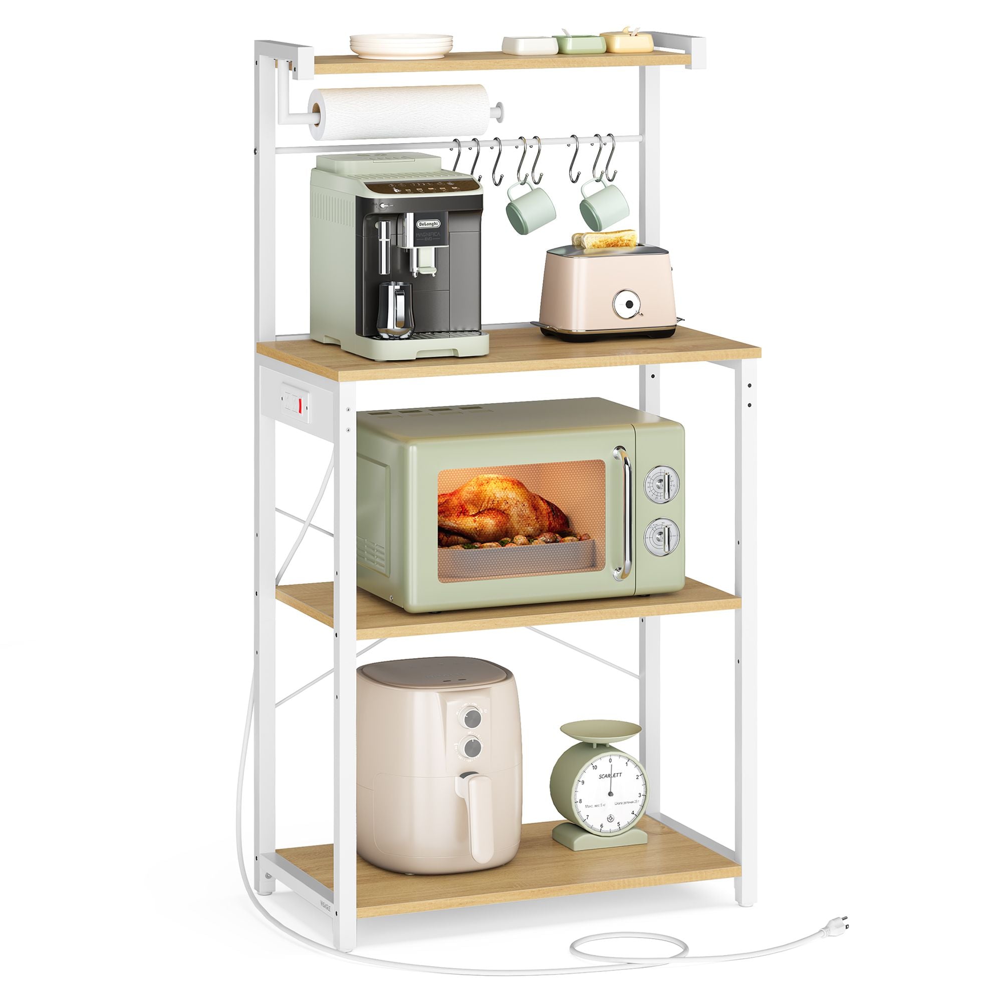 BARNET Collection - Kitchen Bakers Rack with Power Outlet