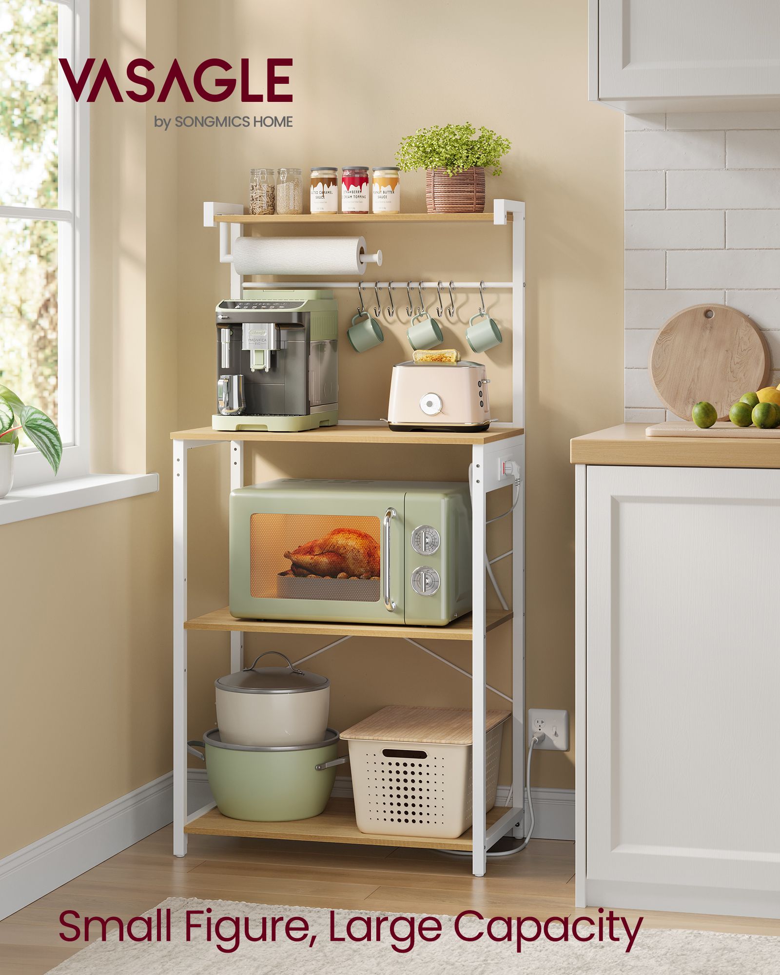 BARNET Collection - Kitchen Bakers Rack with Power Outlet