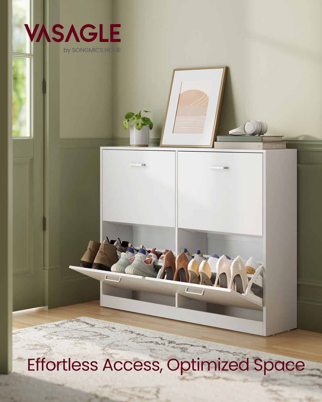 Shoe Cabinet with 4 Flip Doors