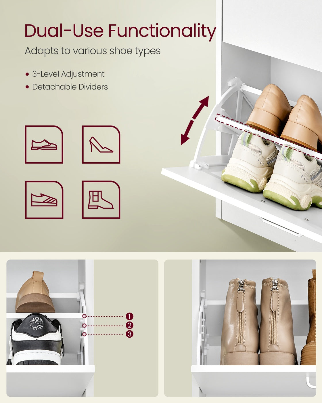 Shoe Cabinet with 4 Flip Doors