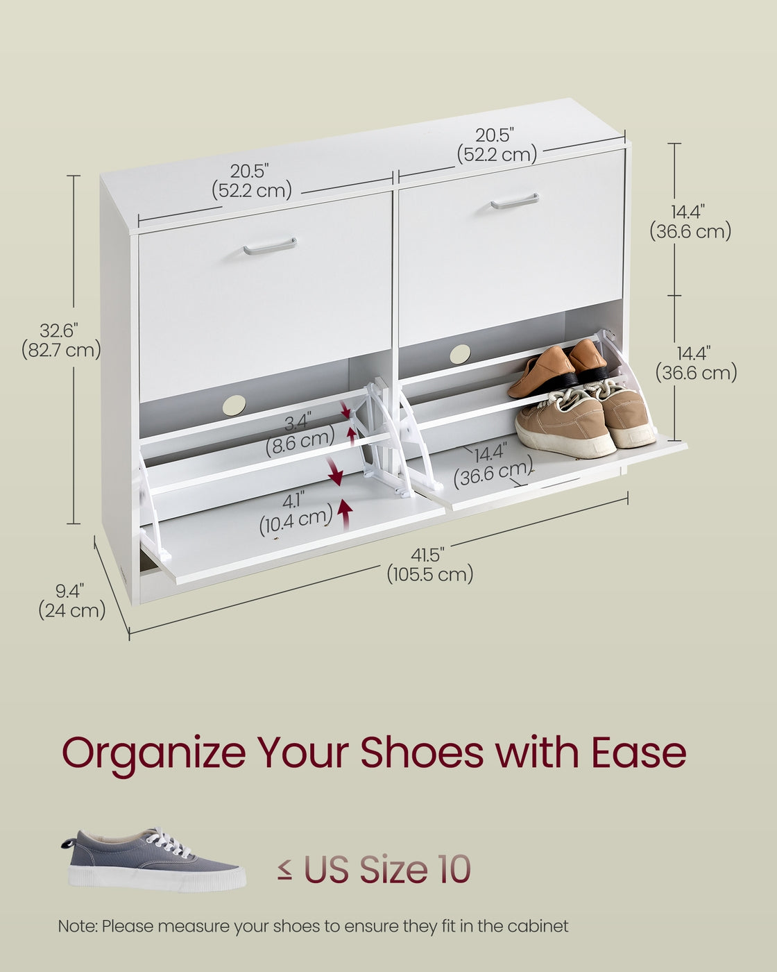 Shoe Cabinet with 4 Flip Doors