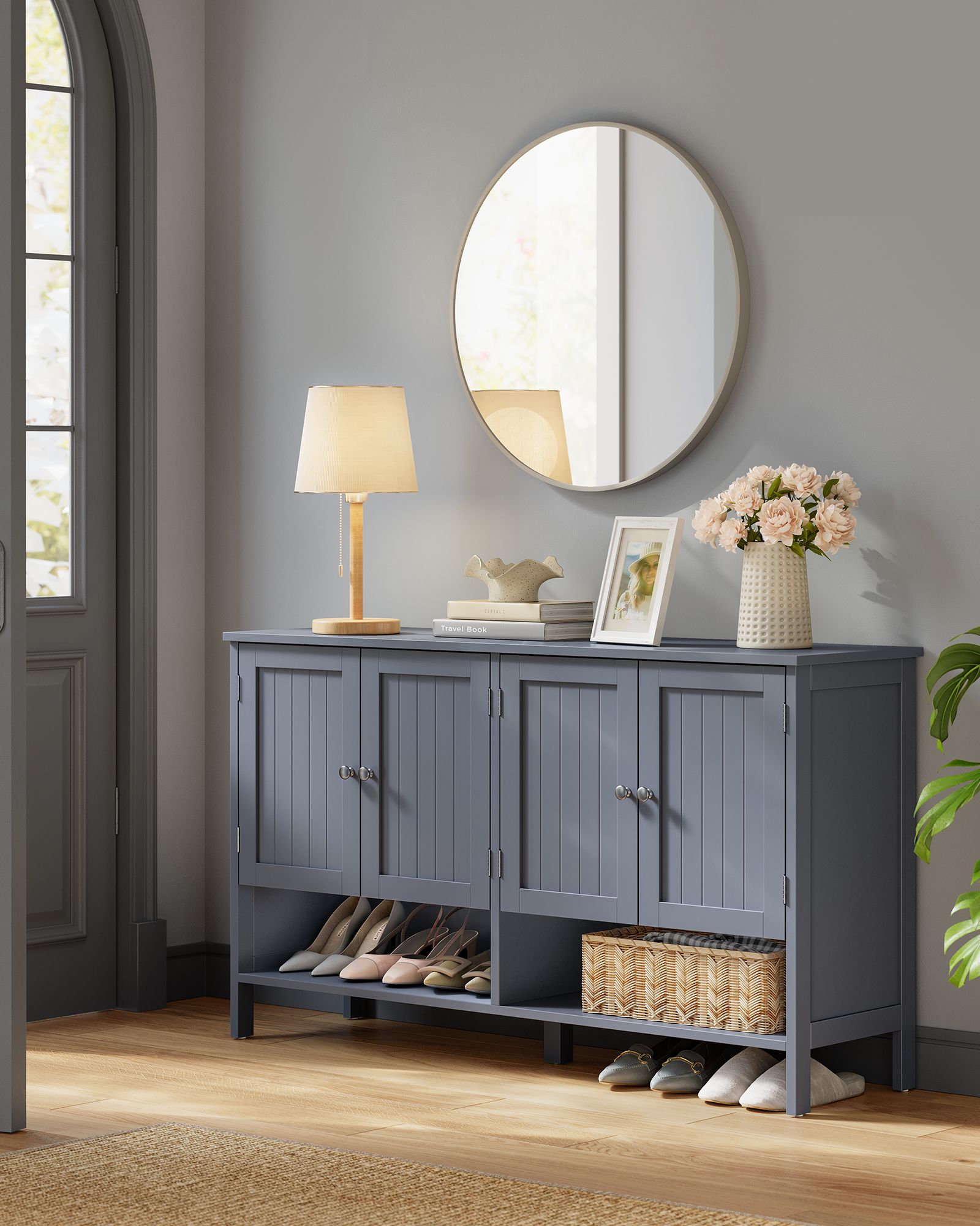 Shoe Cabinet - 3-Tier Shoe Storage Organizer - Slate Gray