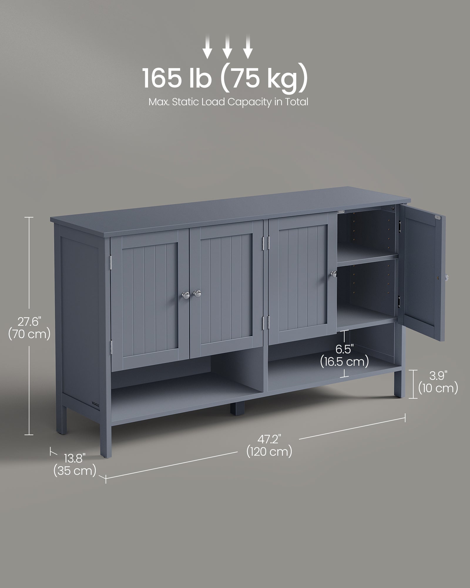 Shoe Cabinet - 3-Tier Shoe Storage Organizer - Slate Gray