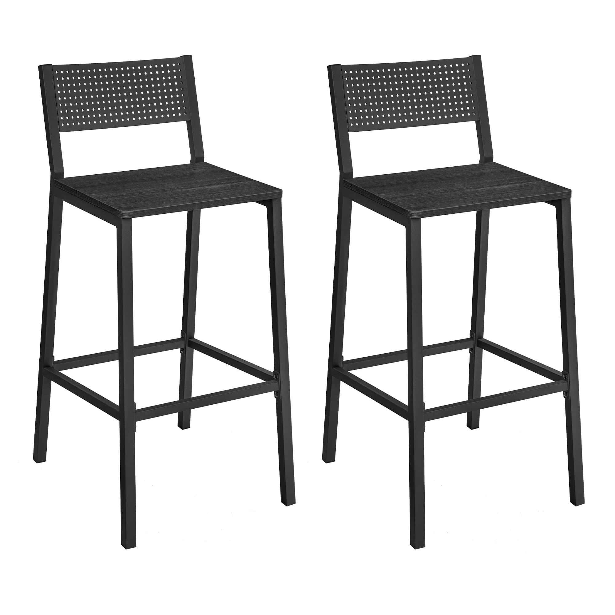 Industrial Bar Stools Set Of 2 - Charcoal + Black