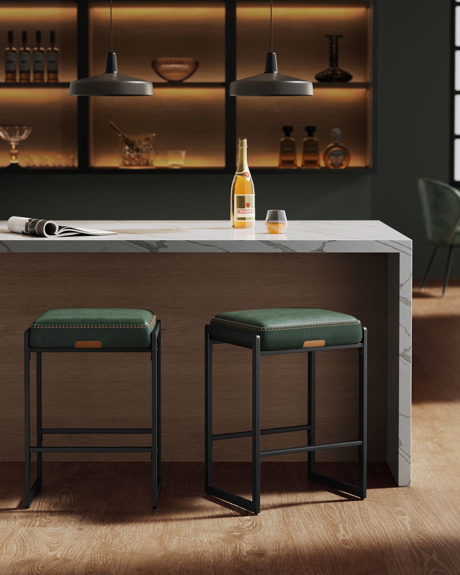 Bar Stools - Counter Height - PU Leather - 26 inch - Set of 4