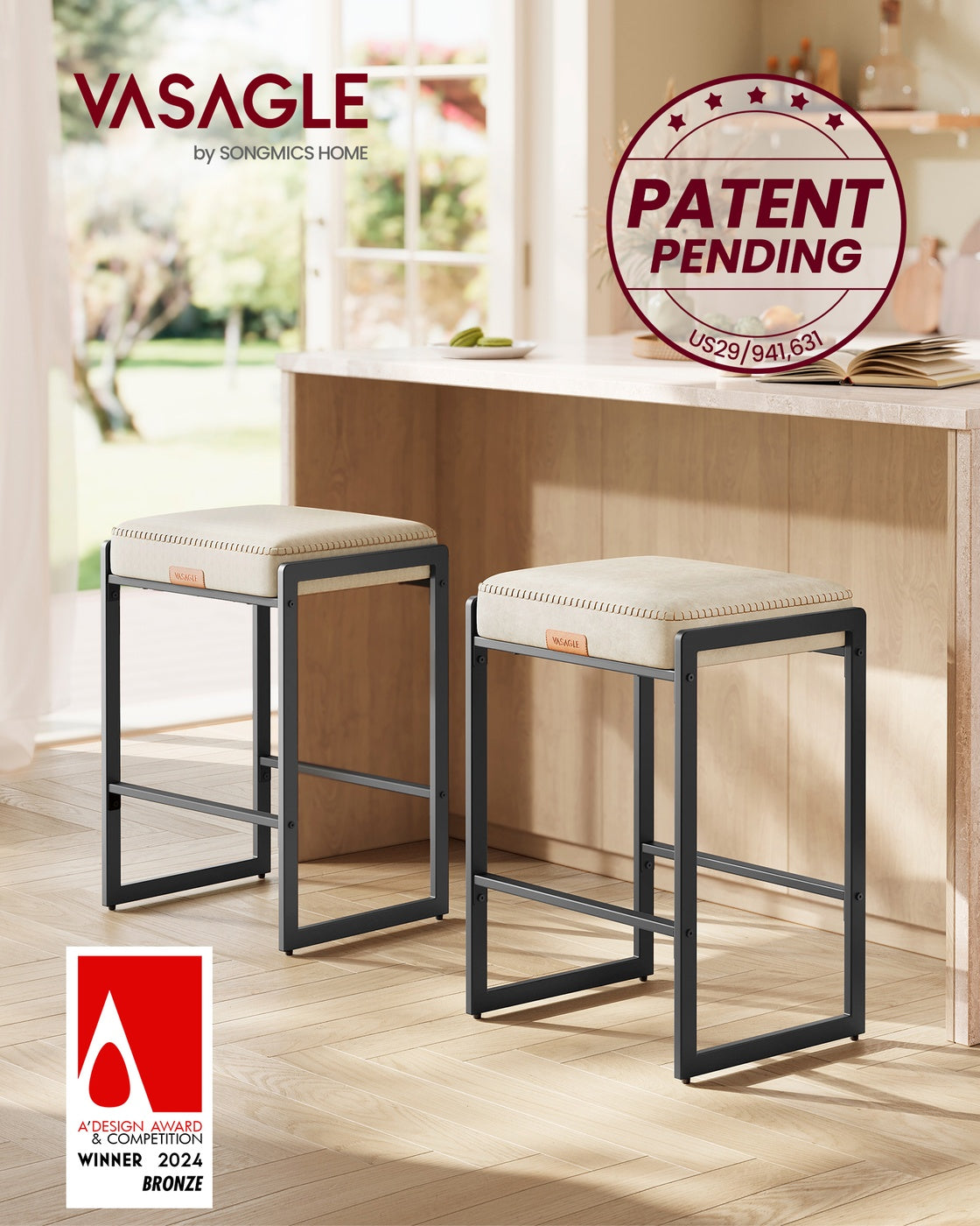 EKHO Collection - Counter Height Bar Stools - Set of 2