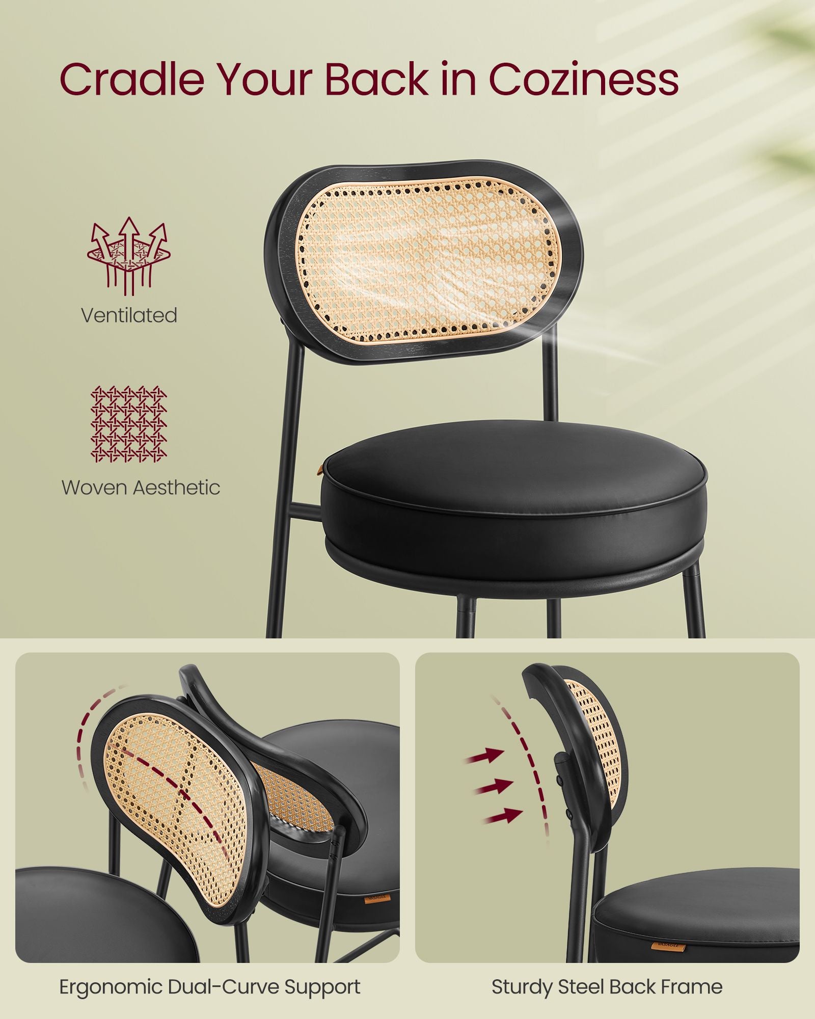 Bar Stools Set of 4 - Ink Black