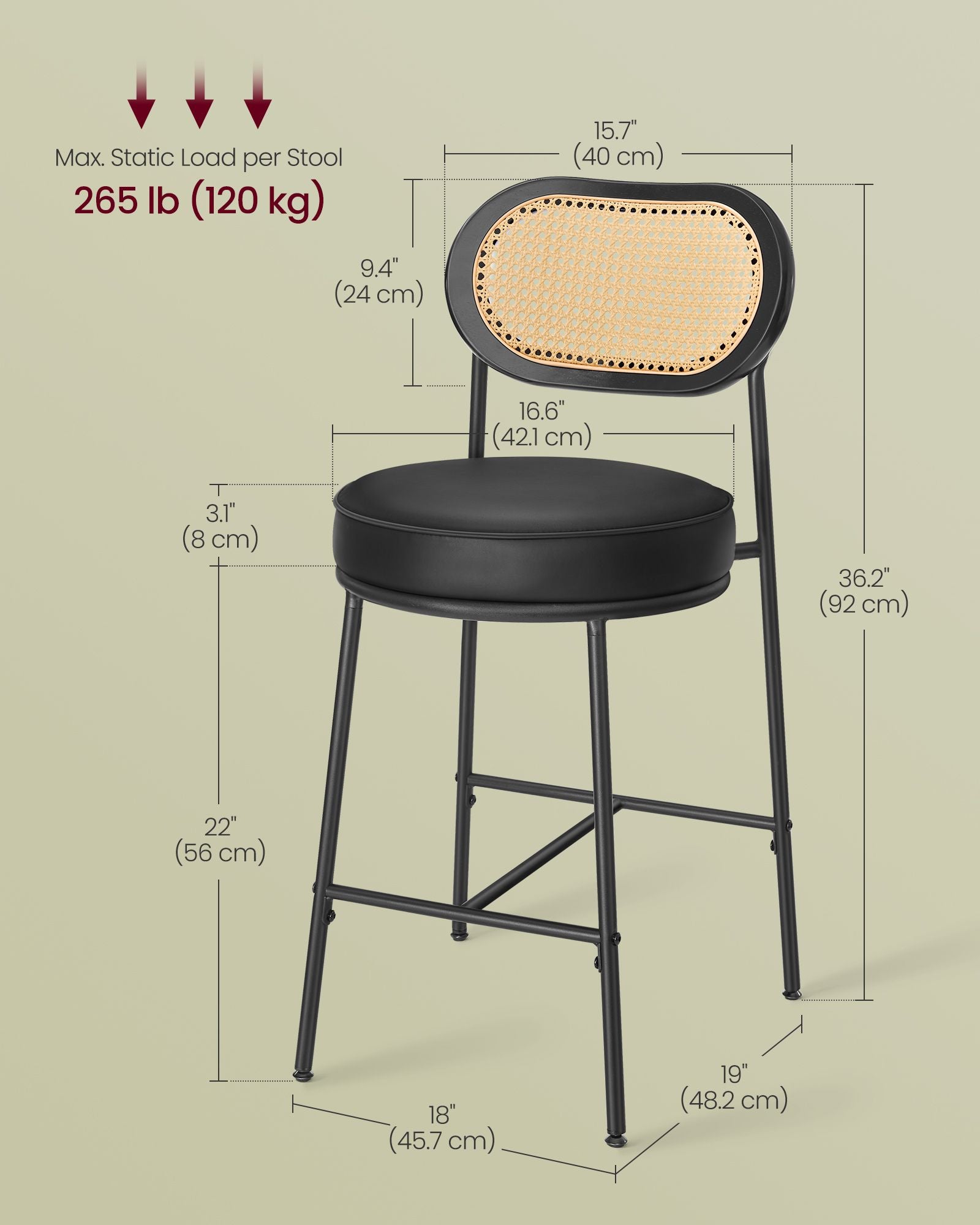Bar Stools Set of 4 - Ink Black
