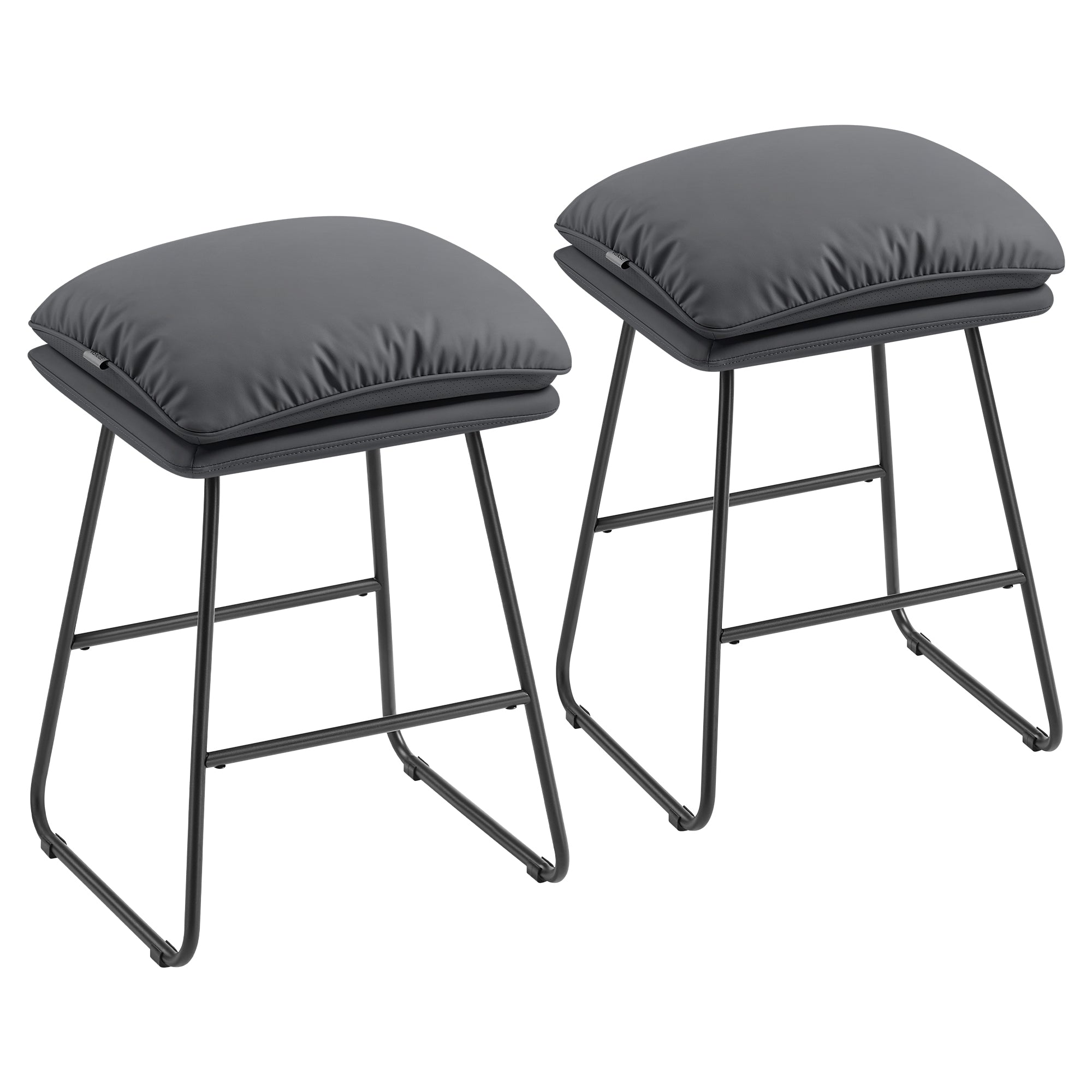 Bar Stools Set of 2 with Soft Cushion and Sled Base - Slate Gray
