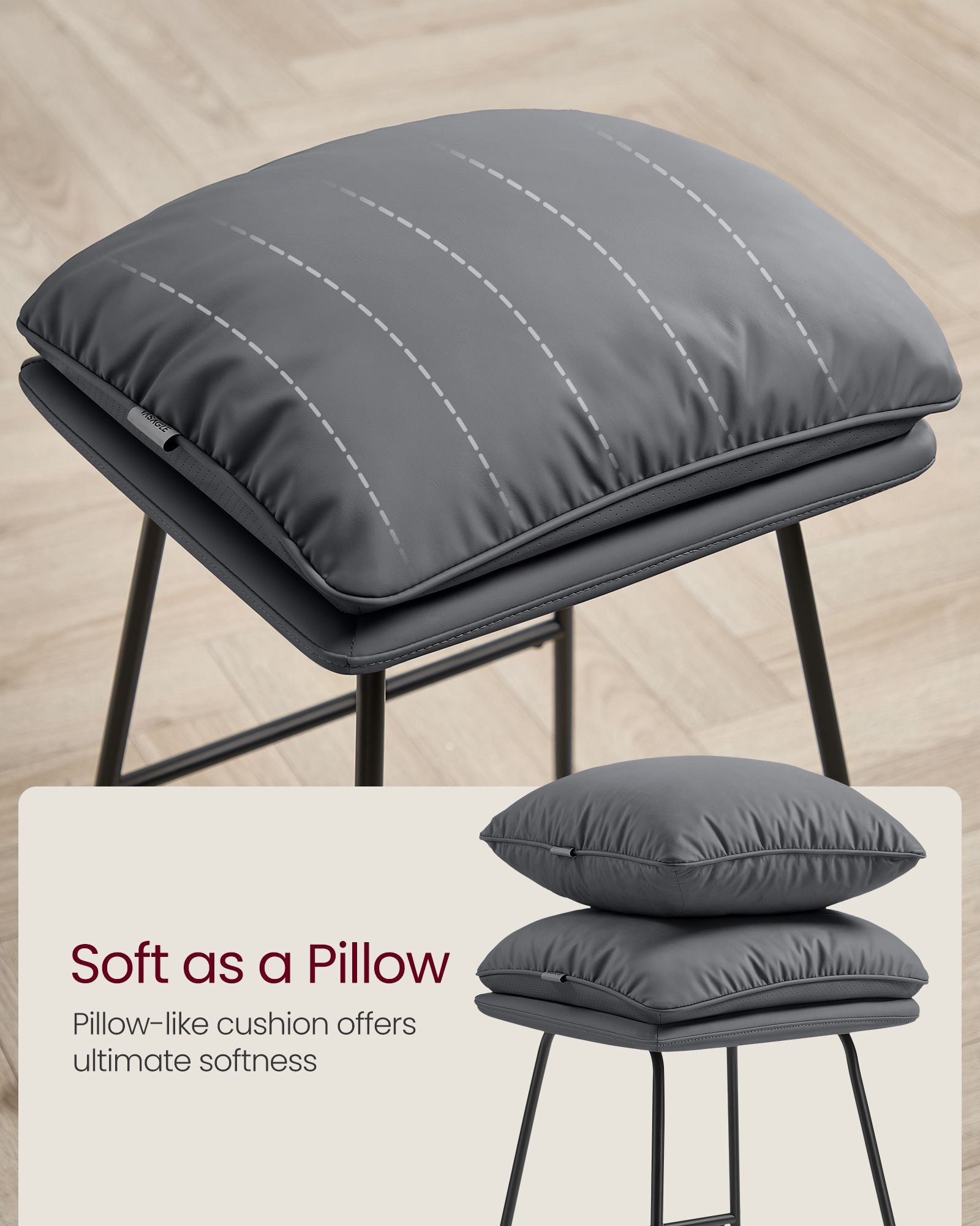 Bar Stools Set of 2 with Soft Cushion and Sled Base - Slate Gray