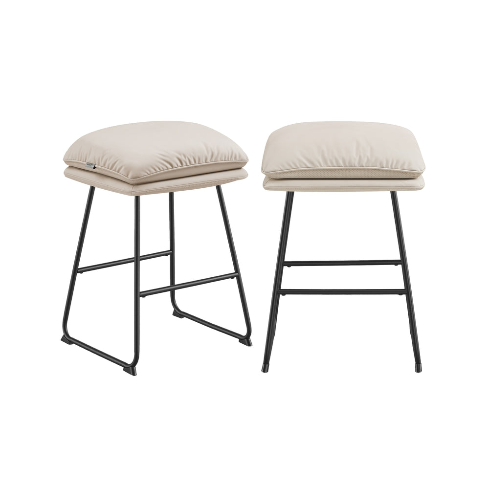 Bar Stools Set of 2 with Soft Cushion and Sled Base - Cappuccino Beige