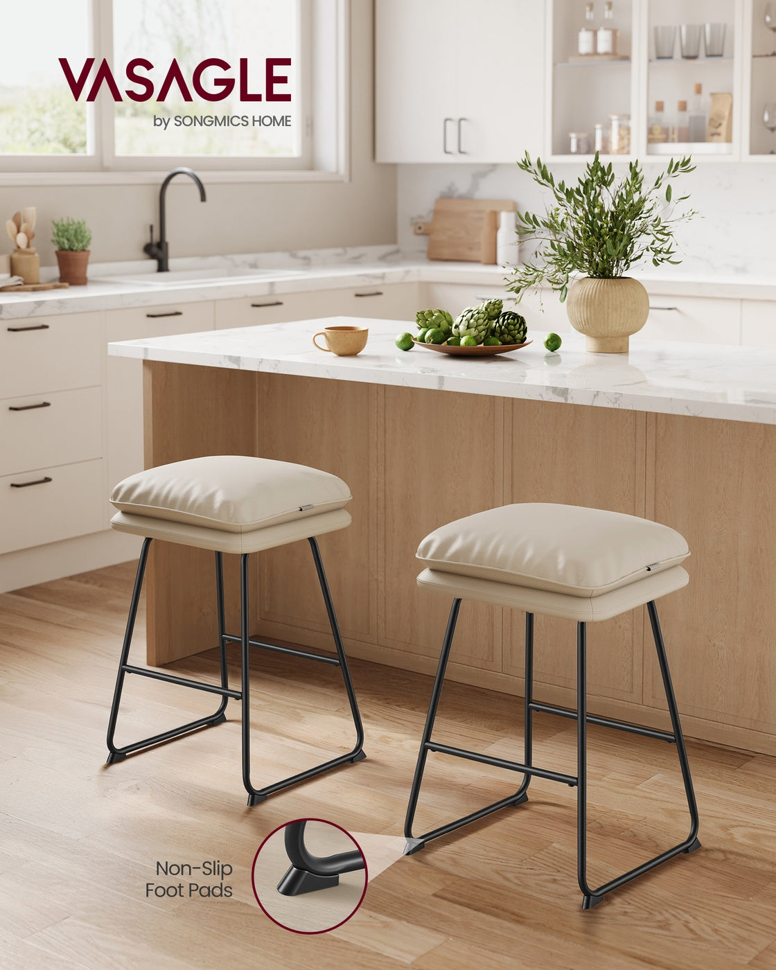 Bar Stools - Soft Cushion - Sled Base - Set of 2