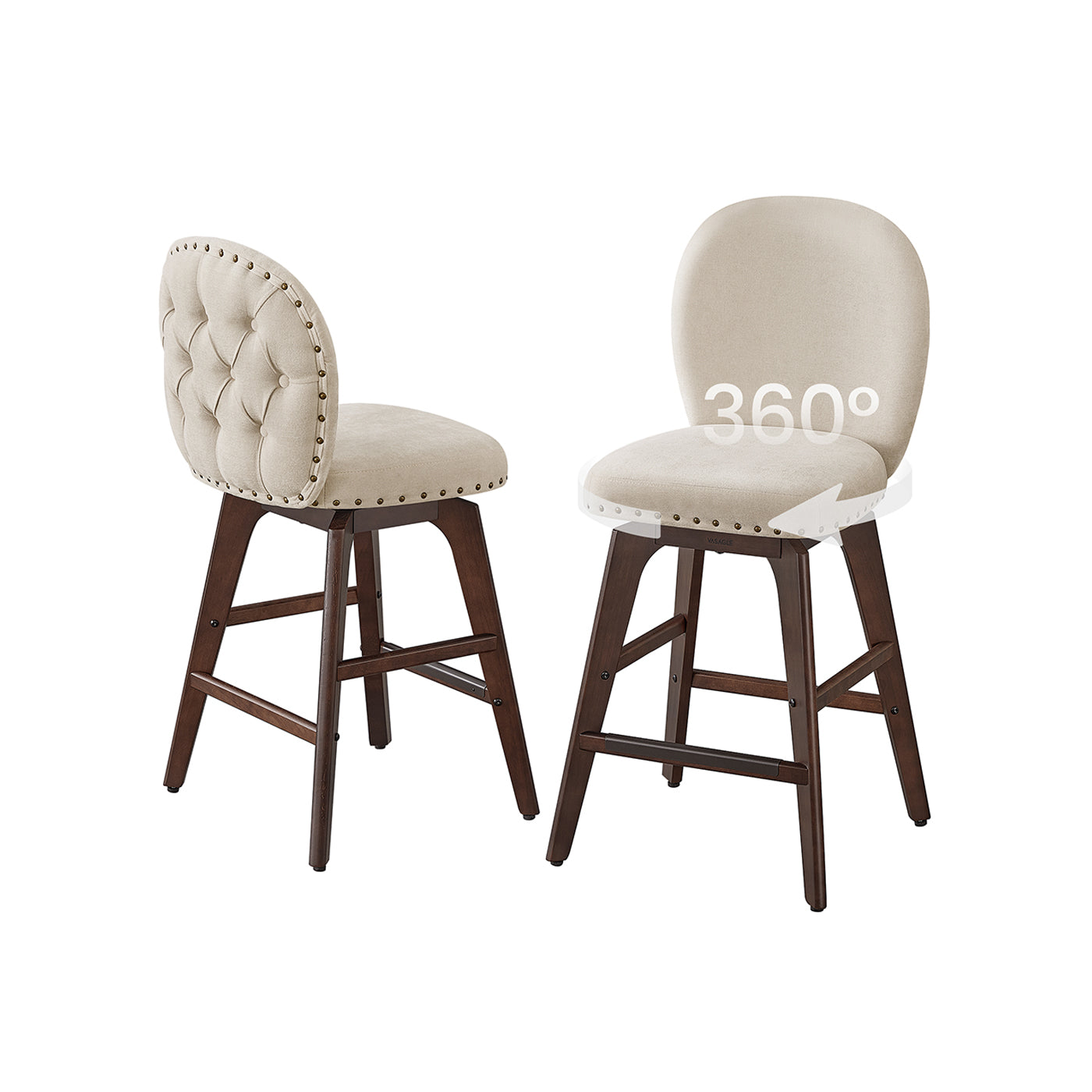 Swivel Bar Stools Set Of 2 - Cappuccino Beige
