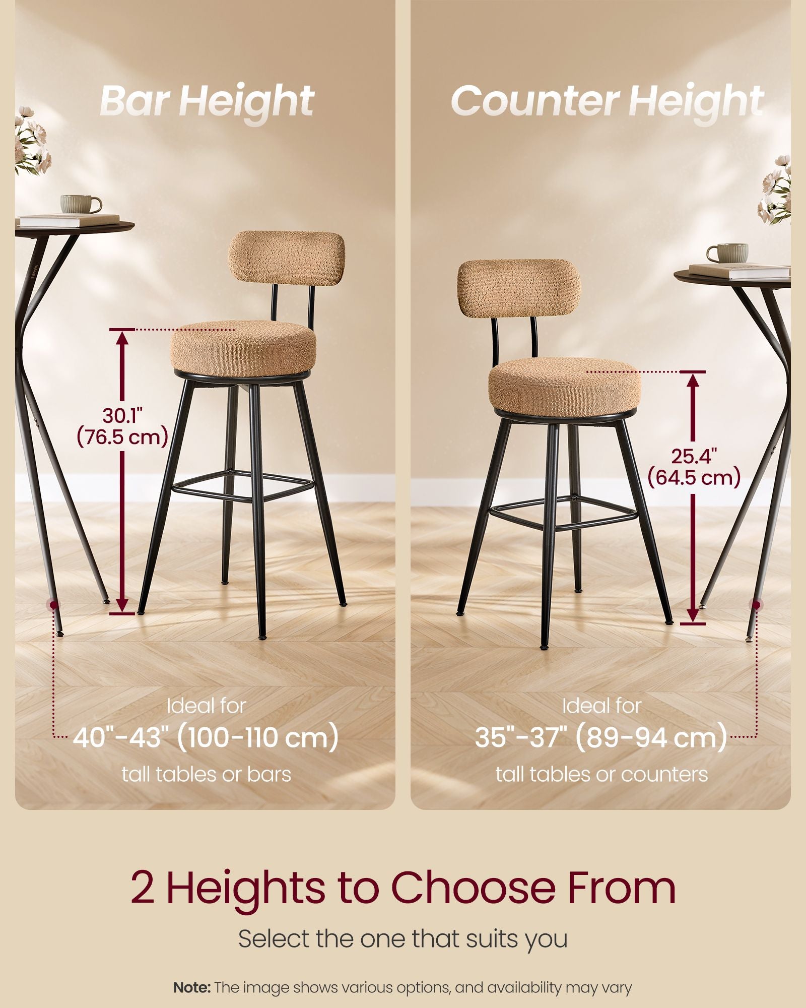 360° Swivel Bar Stools Set of 2 - 23"D x 23"W x 36"H