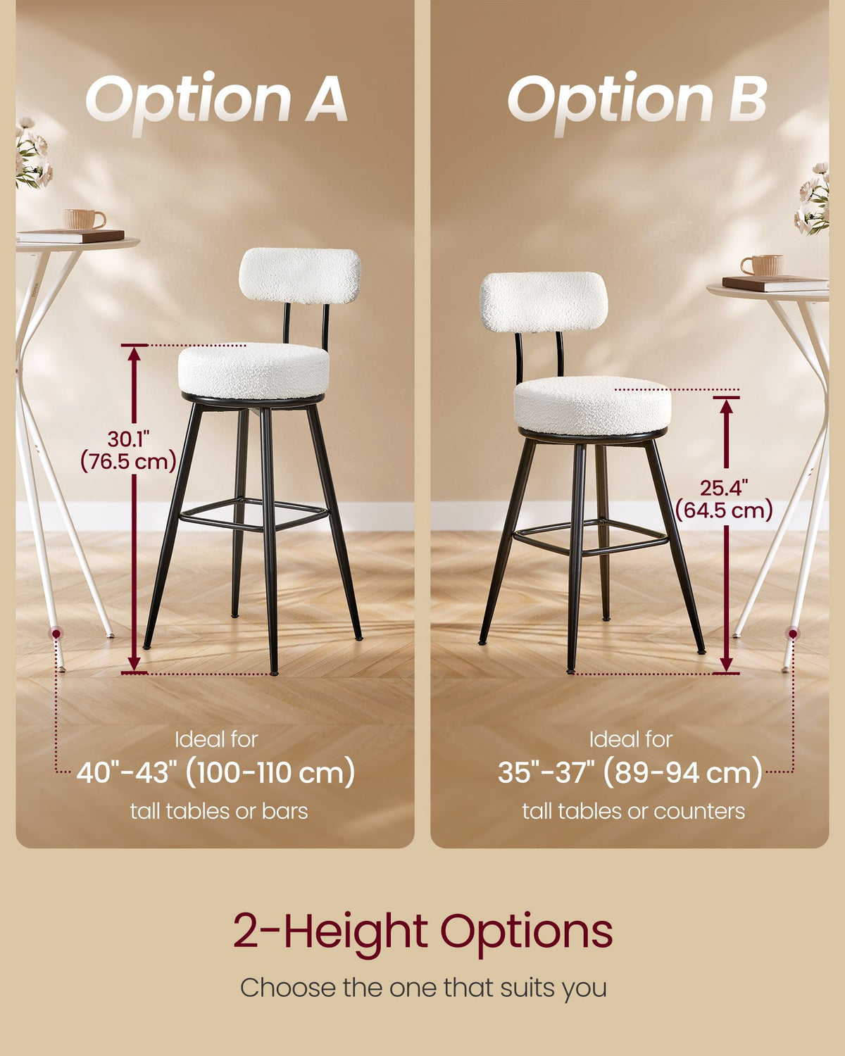 Bar Stools - 360° Swivel - Set of 2