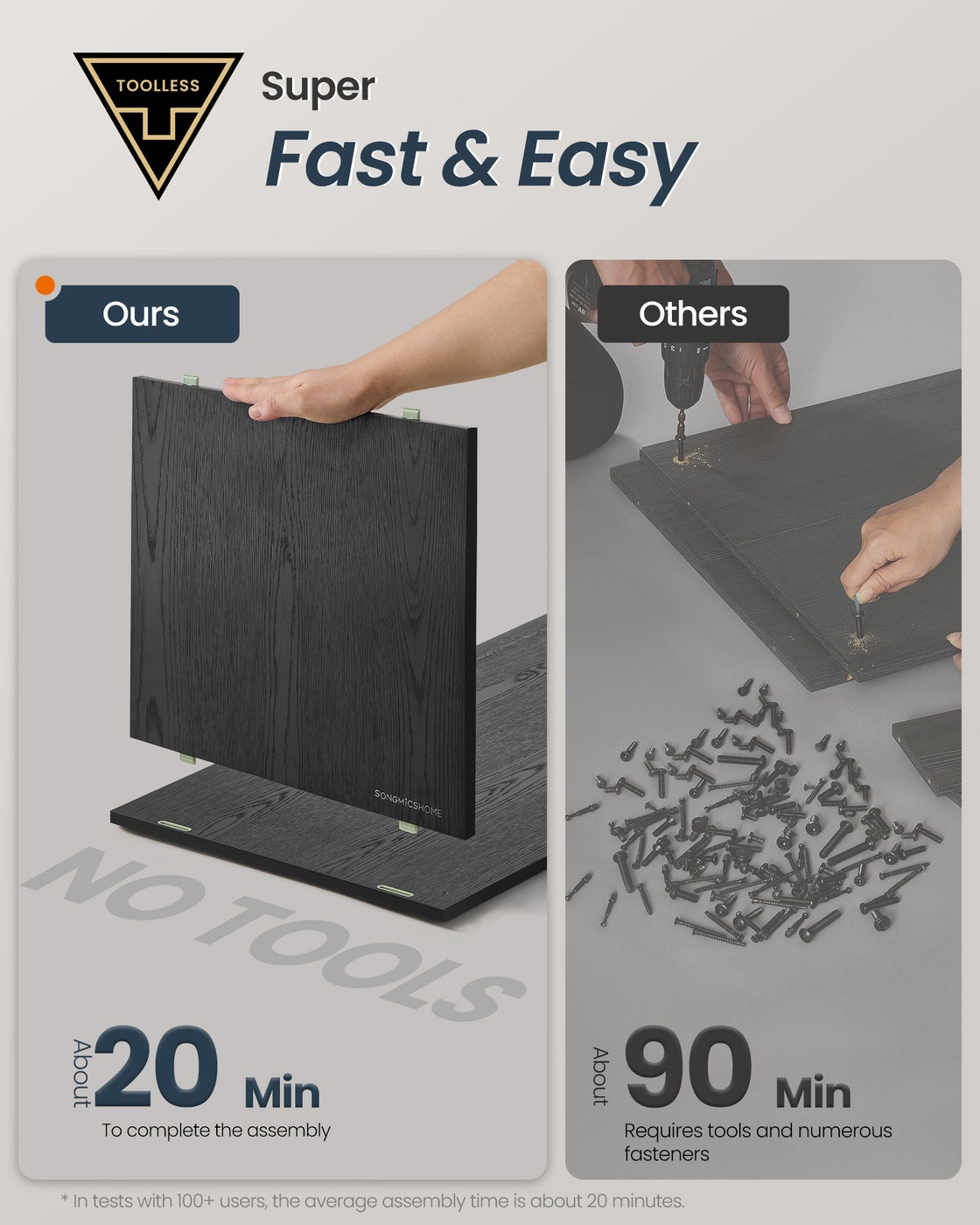 Tall Bookcase - 6-Tier - Toolless Assembly - Cabinet Door