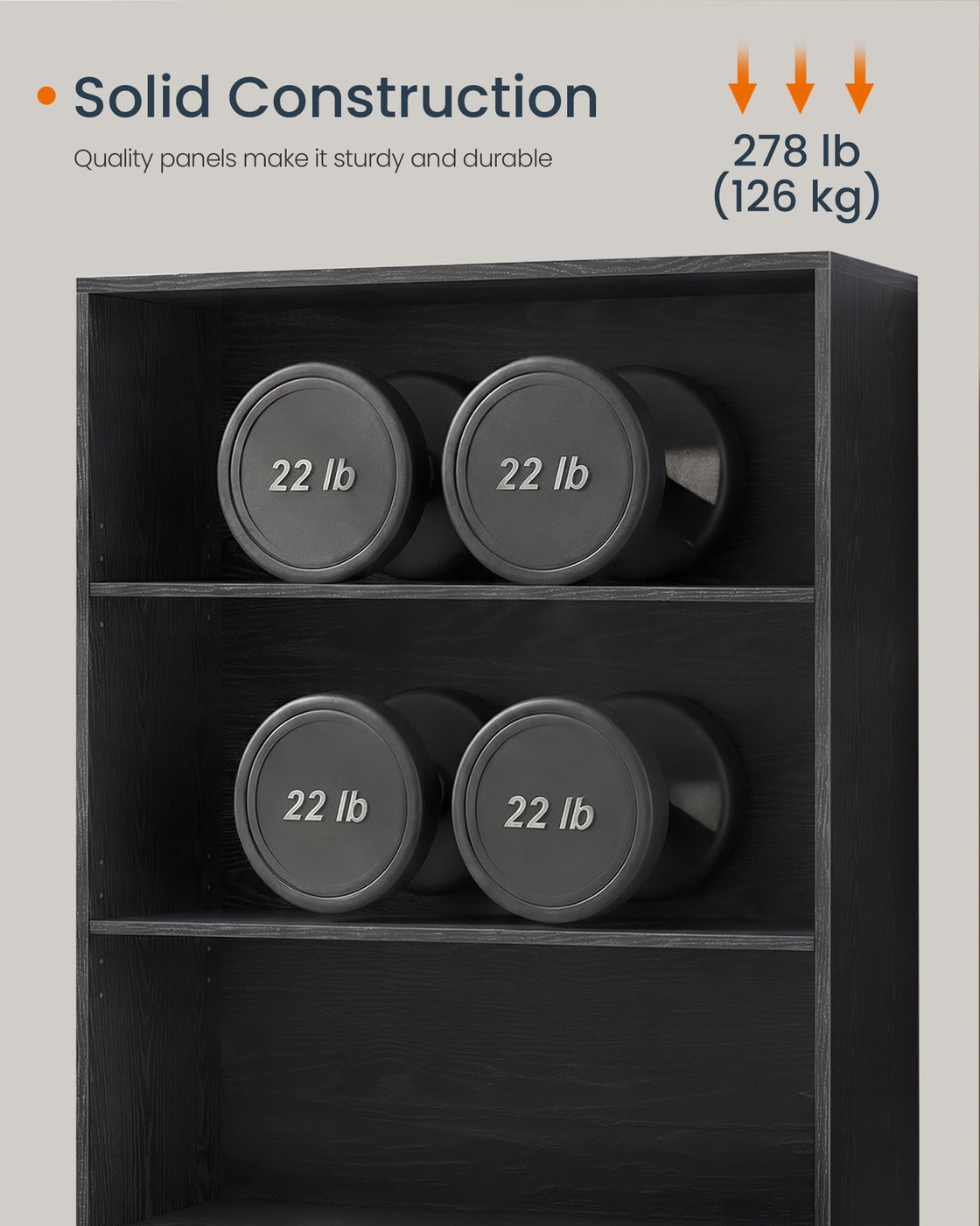 Tall Bookcase - 6-Tier - Toolless Assembly - Cabinet Door