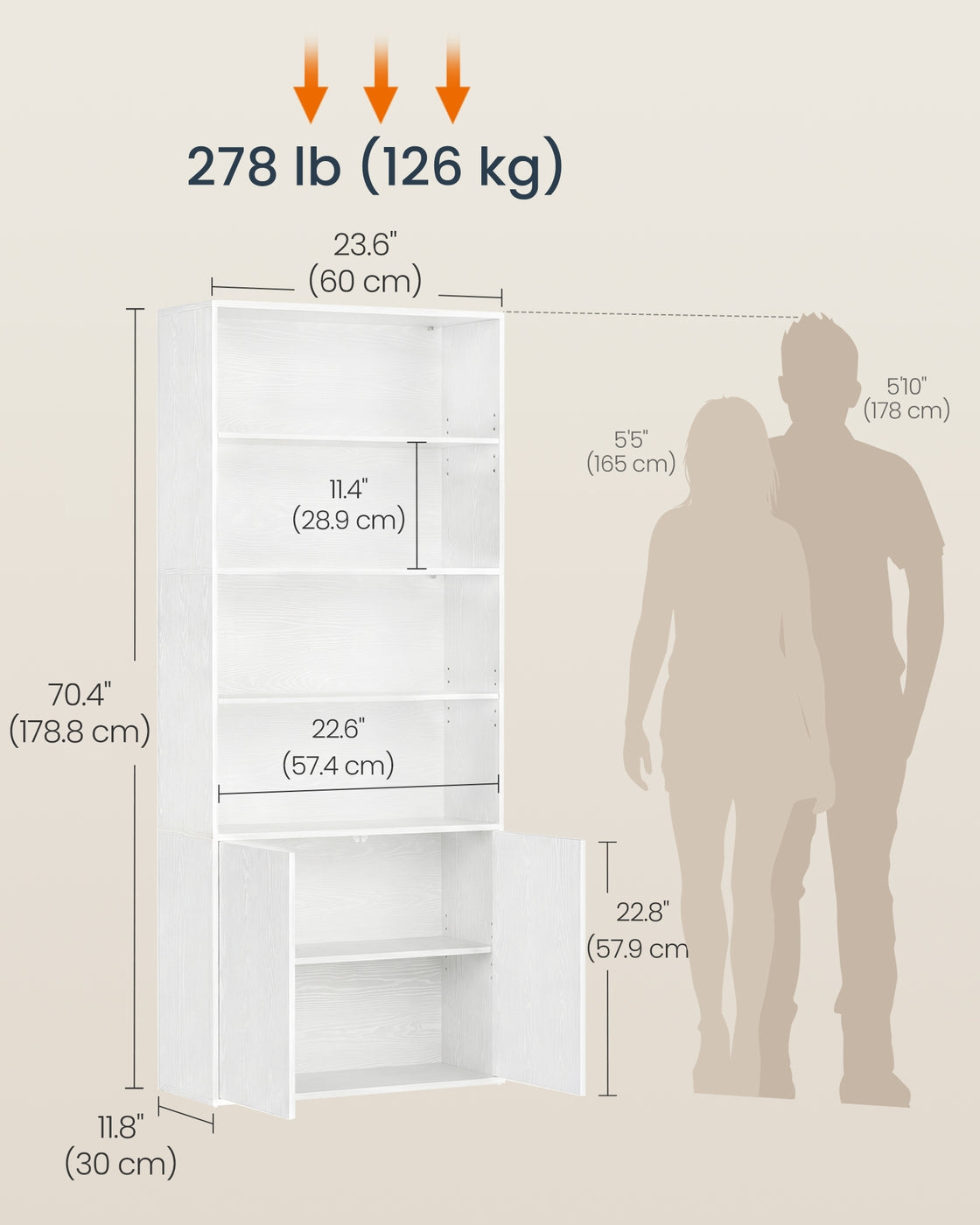 6-Tier Tall Bookcase With Cabinet Door