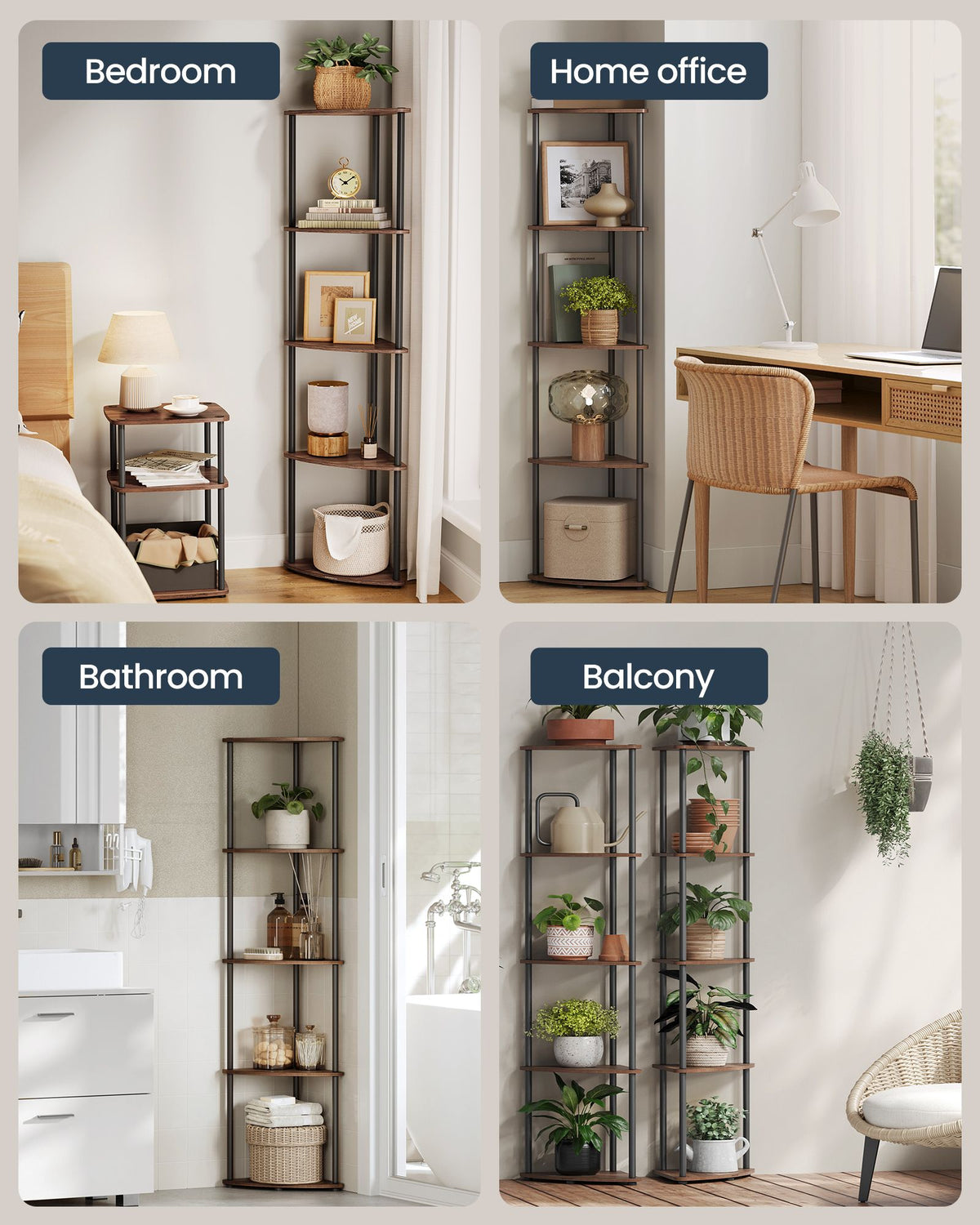 Corner Shelf - Superfast Toolless Assembly - 5-Tier Corner Standing Shelf - Corner Shelf Stand