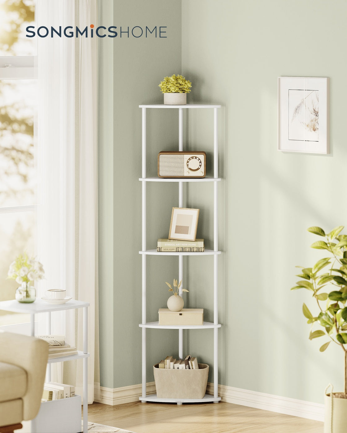 Corner Shelf - Superfast Toolless Assembly - 5-Tier Corner Standing Shelf - Corner Shelf Stand