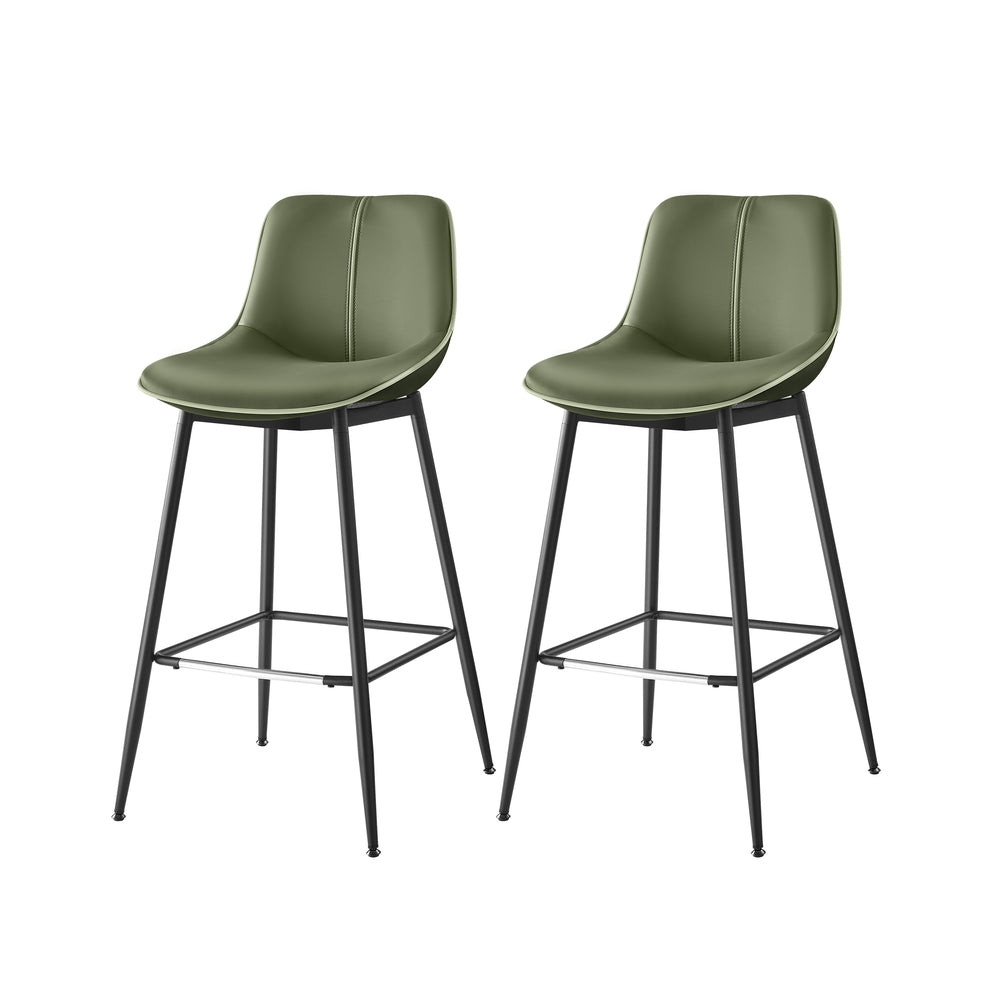 Counter Height Bar Stools with Back Set of 2 - Forest Green