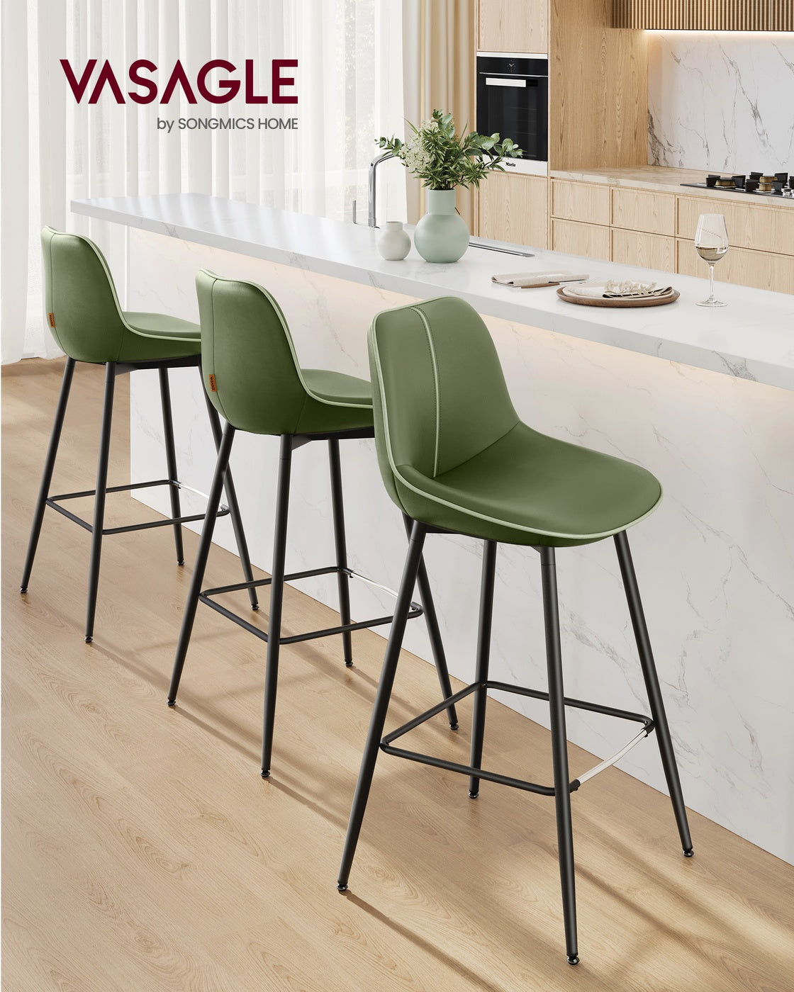 Counter Height Bar Stools - With Back - Set of 2
