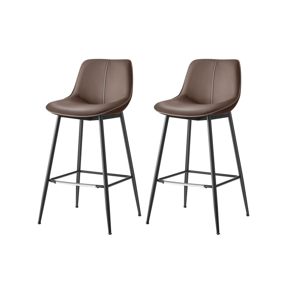 Counter Height Bar Stools with Back Set of 2 - Coffee Brown
