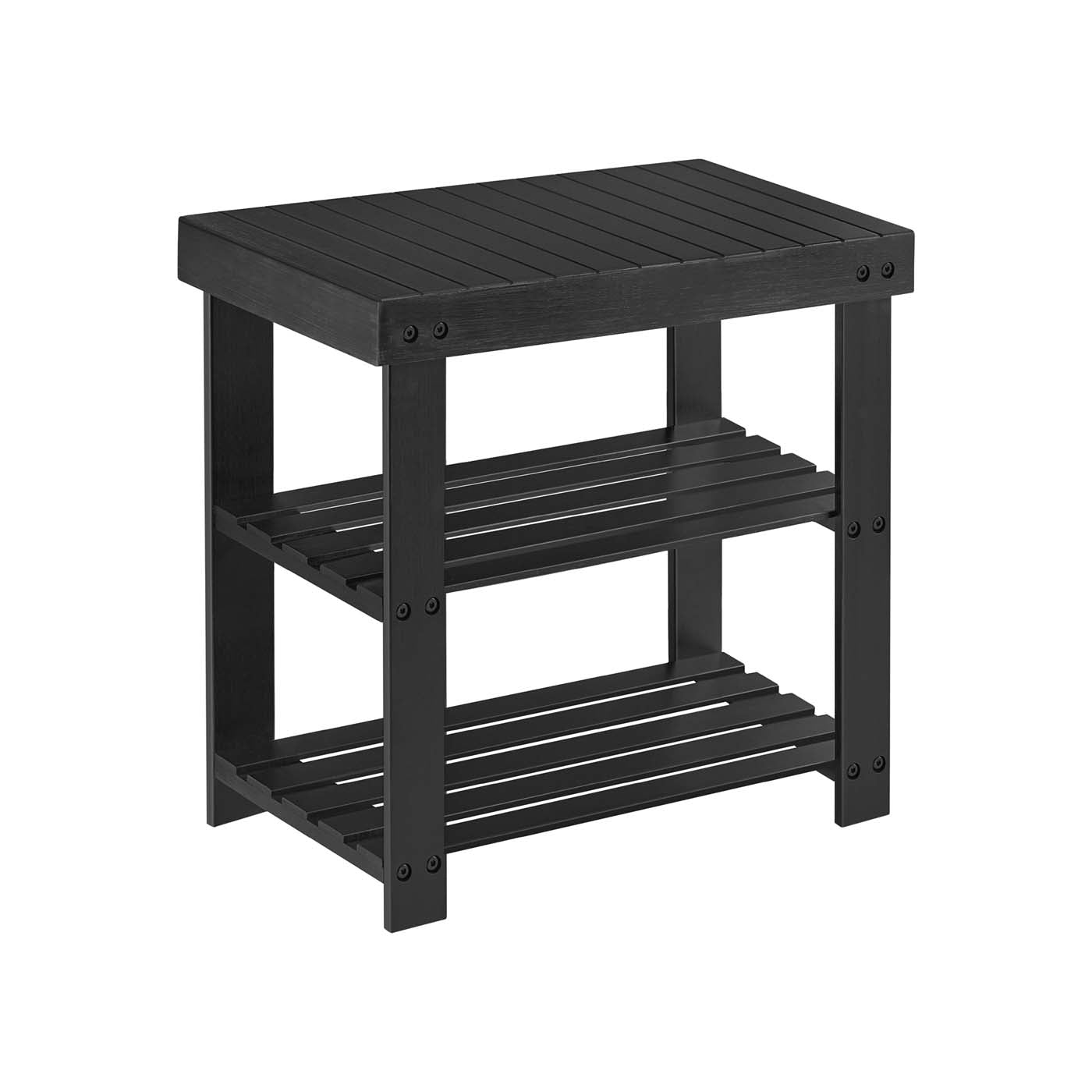 Shoe Rack Bench 3-Tier Bamboo Shoe Storage Organizer Ink Black - Ink Black - 11.3"D x 19.7"W x 17.8"H