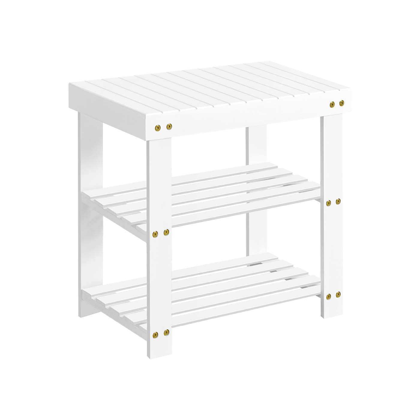 Shoe Rack Bench 3-Tier Bamboo Shoe Storage Organizer Ink Black - Cloud White - 11.3"D x 19.7"W x 17.8"H
