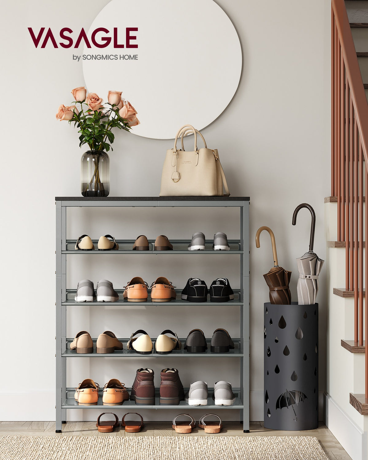 Shoe Rack - 5-Tier - Narrow Design - for Entryway